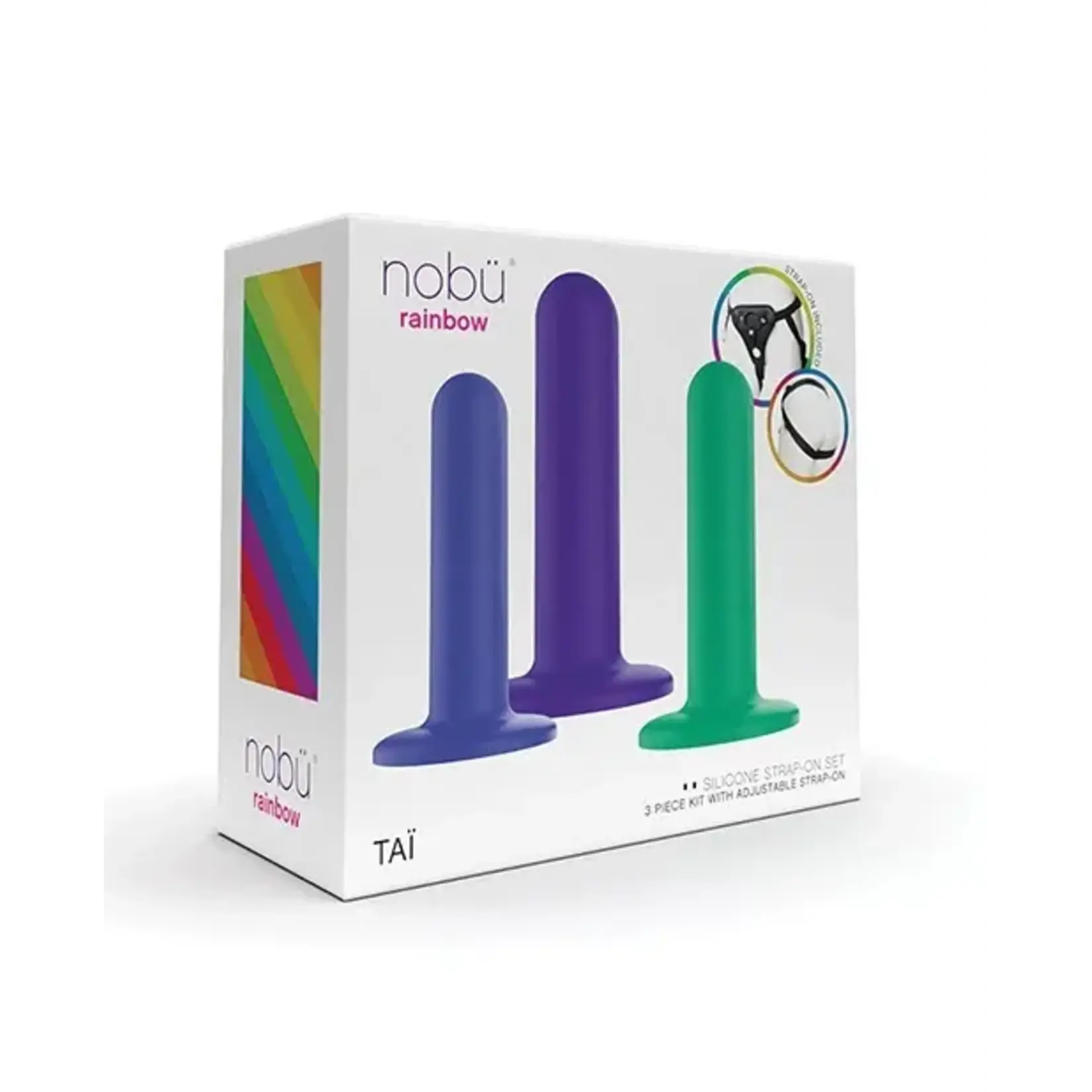 Nobu Nobu Tai Silicone Dildo Set w/Adjustable Strap On - 3 Piece Kit Assorted Colors