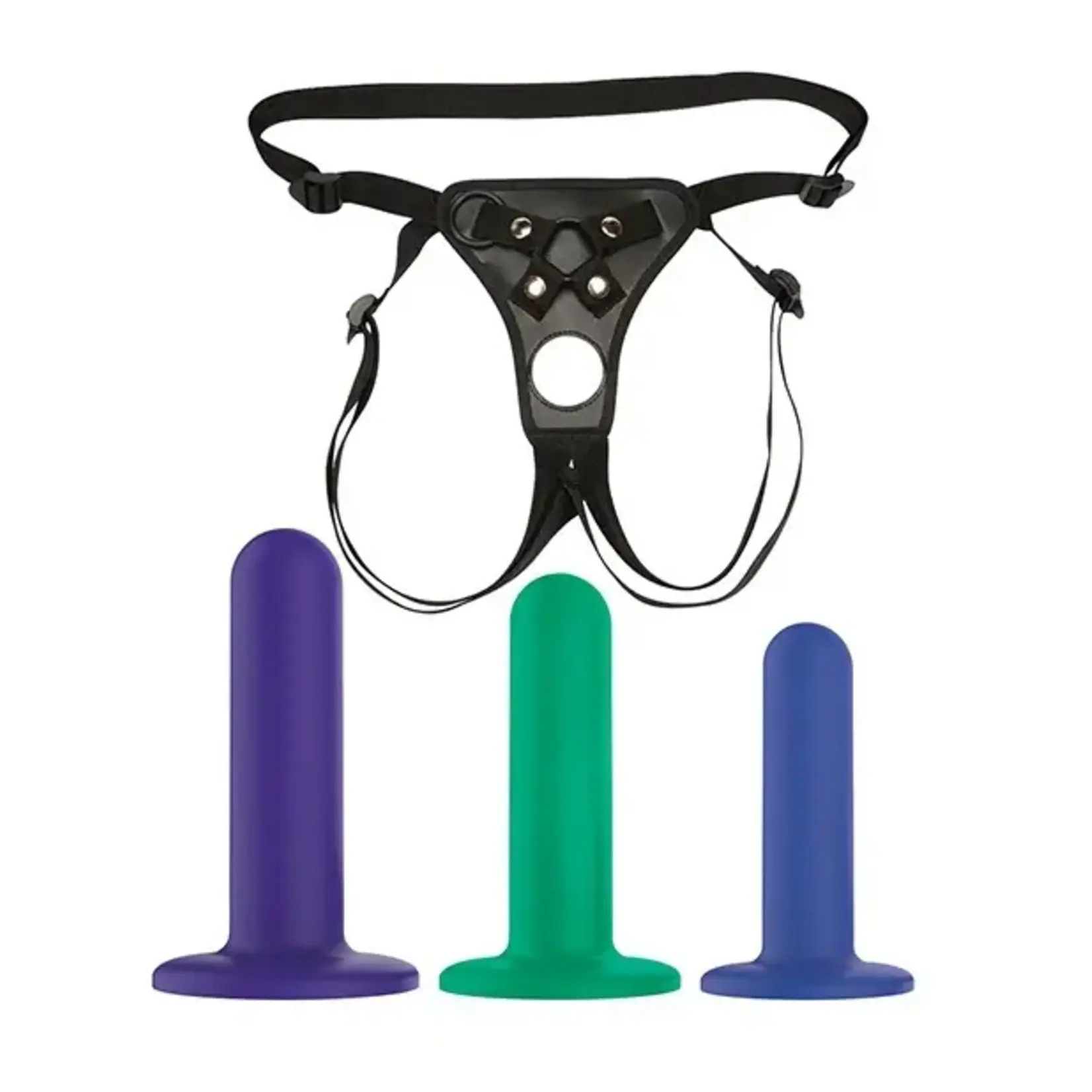 Nobu Nobu Tai Silicone Dildo Set w/Adjustable Strap On - 3 Piece Kit Assorted Colors