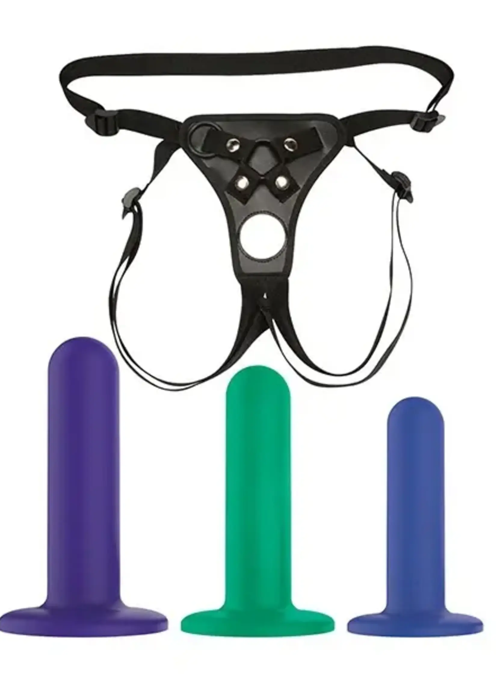 Nobu Nobu Tai Silicone Dildo Set w/Adjustable Strap On - 3 Piece Kit Assorted Colors