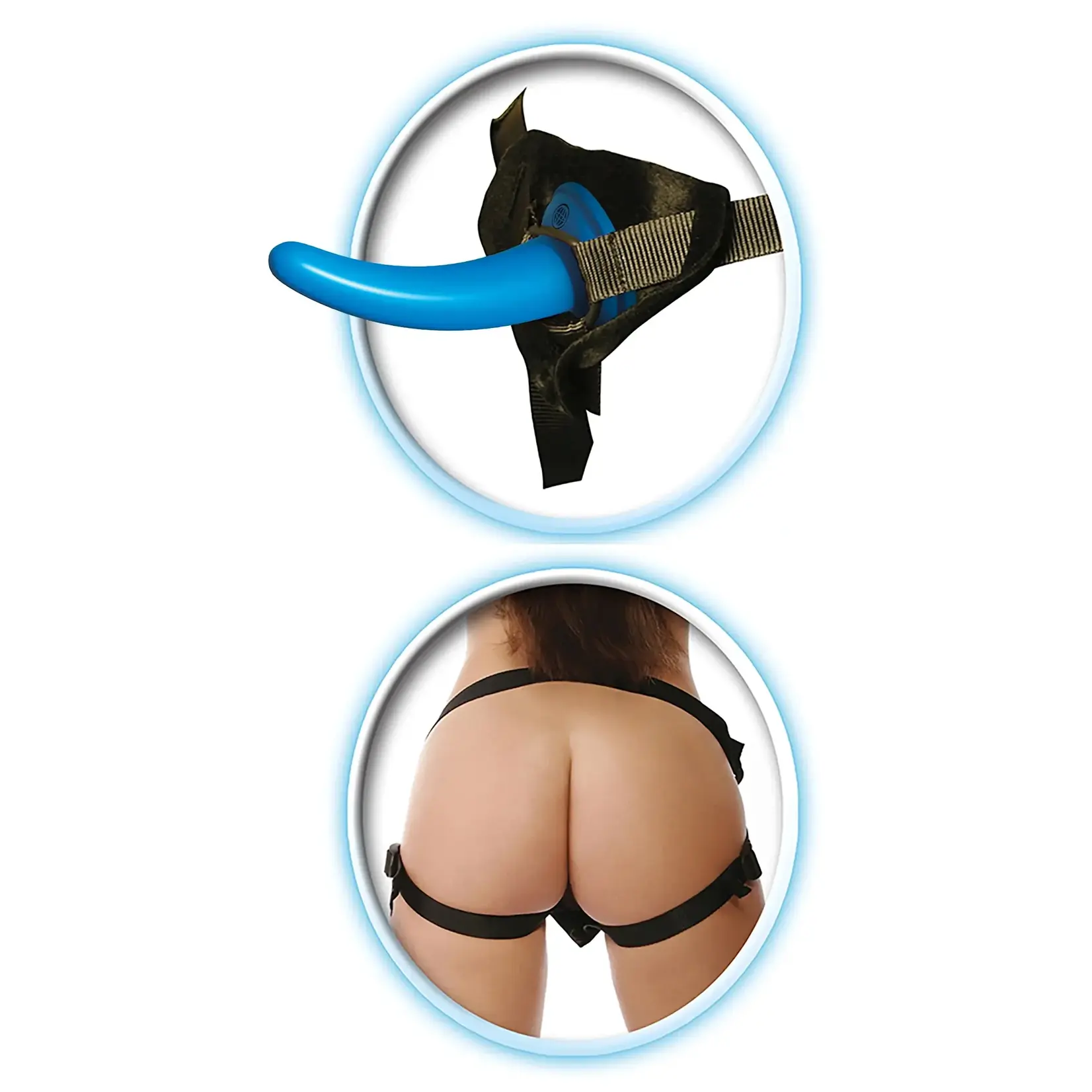 Pipedream Fetish Fantasy Series Beginner's Strap-On Dildo 4.5in and Harness For Him - Blue and Black