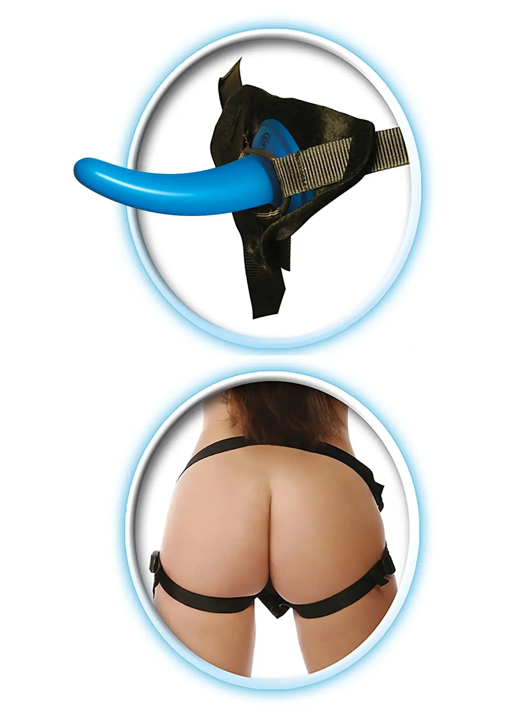 Pipedream Fetish Fantasy Series Beginner's Strap-On Dildo 4.5in and Harness For Him - Blue and Black