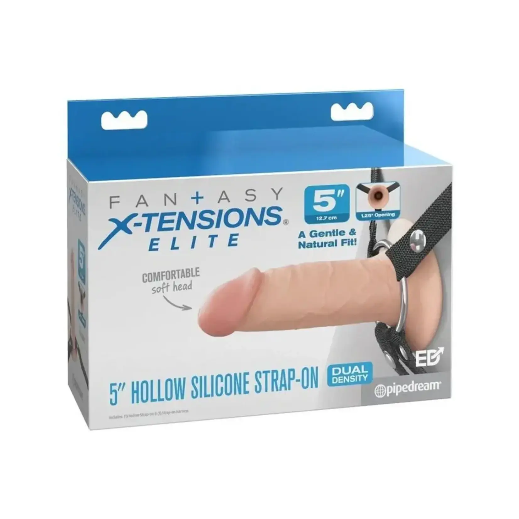 Pipedream Fantasy X-Tensions Elite Silicone Dual Density Hollow Strap-On 5in
