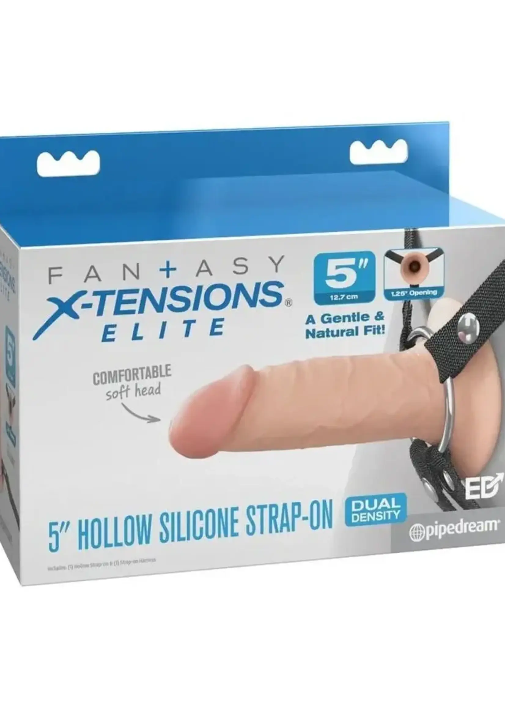 Pipedream Fantasy X-Tensions Elite Silicone Dual Density Hollow Strap-On 5in