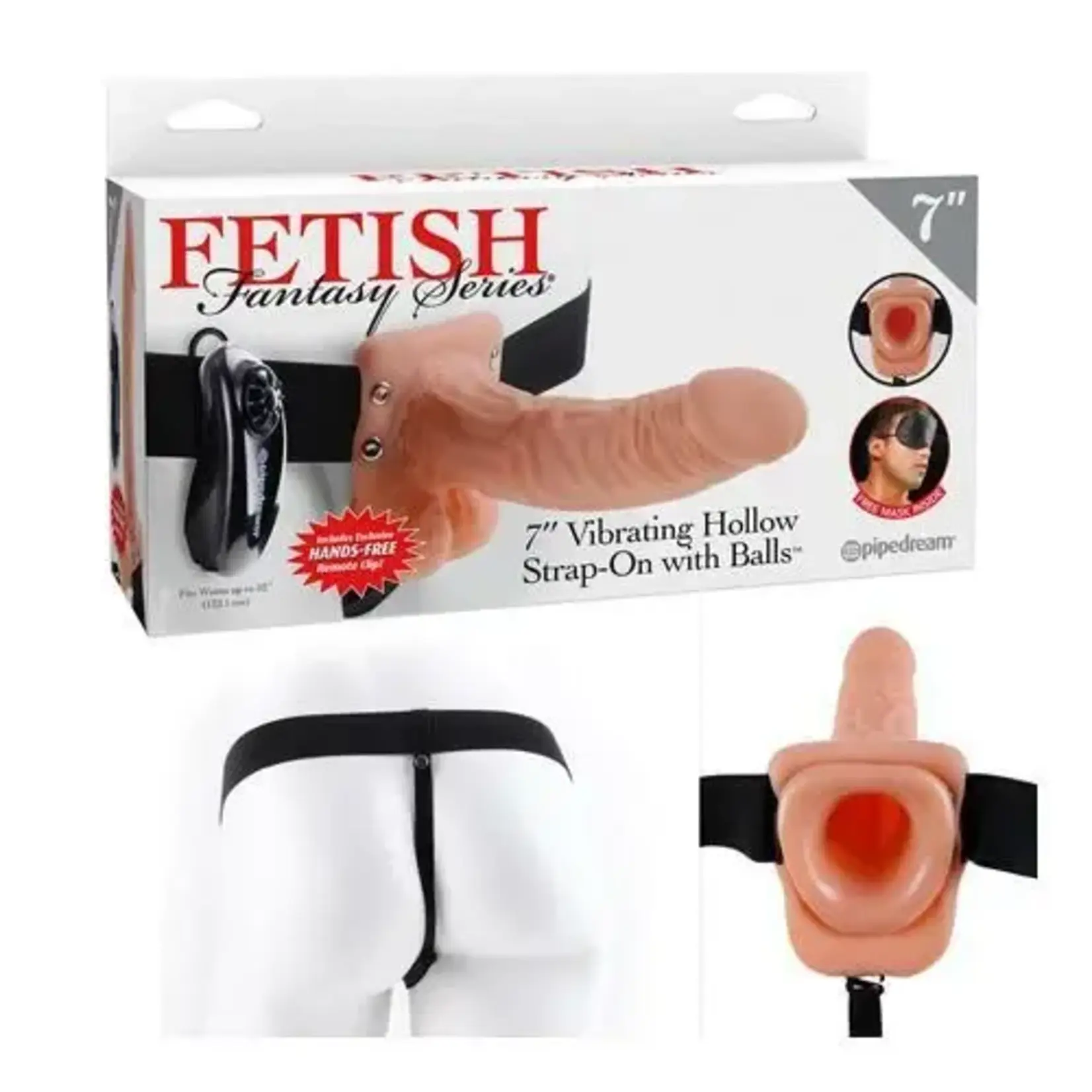 Pipedream Fetish Fantasy Series 7" Vibrating Hollow Strap-On with Balls