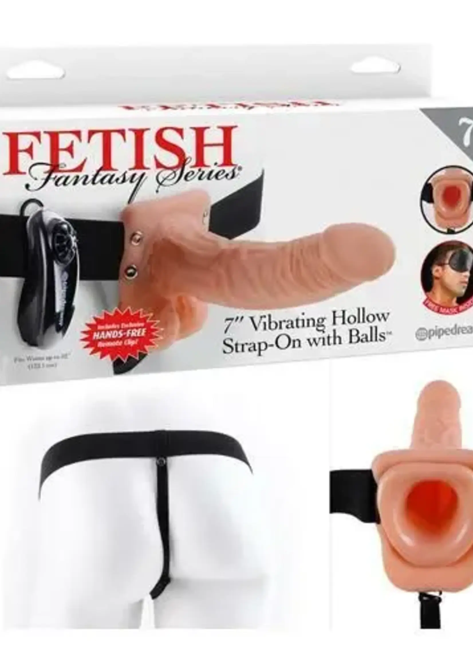 Pipedream Fetish Fantasy Series 7" Vibrating Hollow Strap-On with Balls