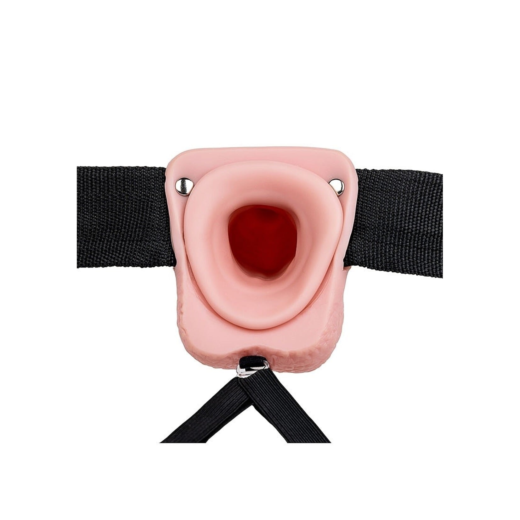 Shots RealRock Realrock Hollow Strap-On With Balls 7" Flesh