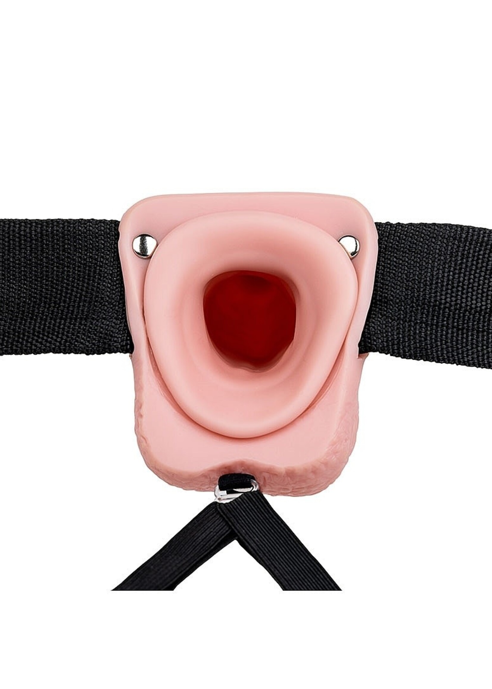 Shots RealRock Realrock Hollow Strap-On With Balls 7" Flesh