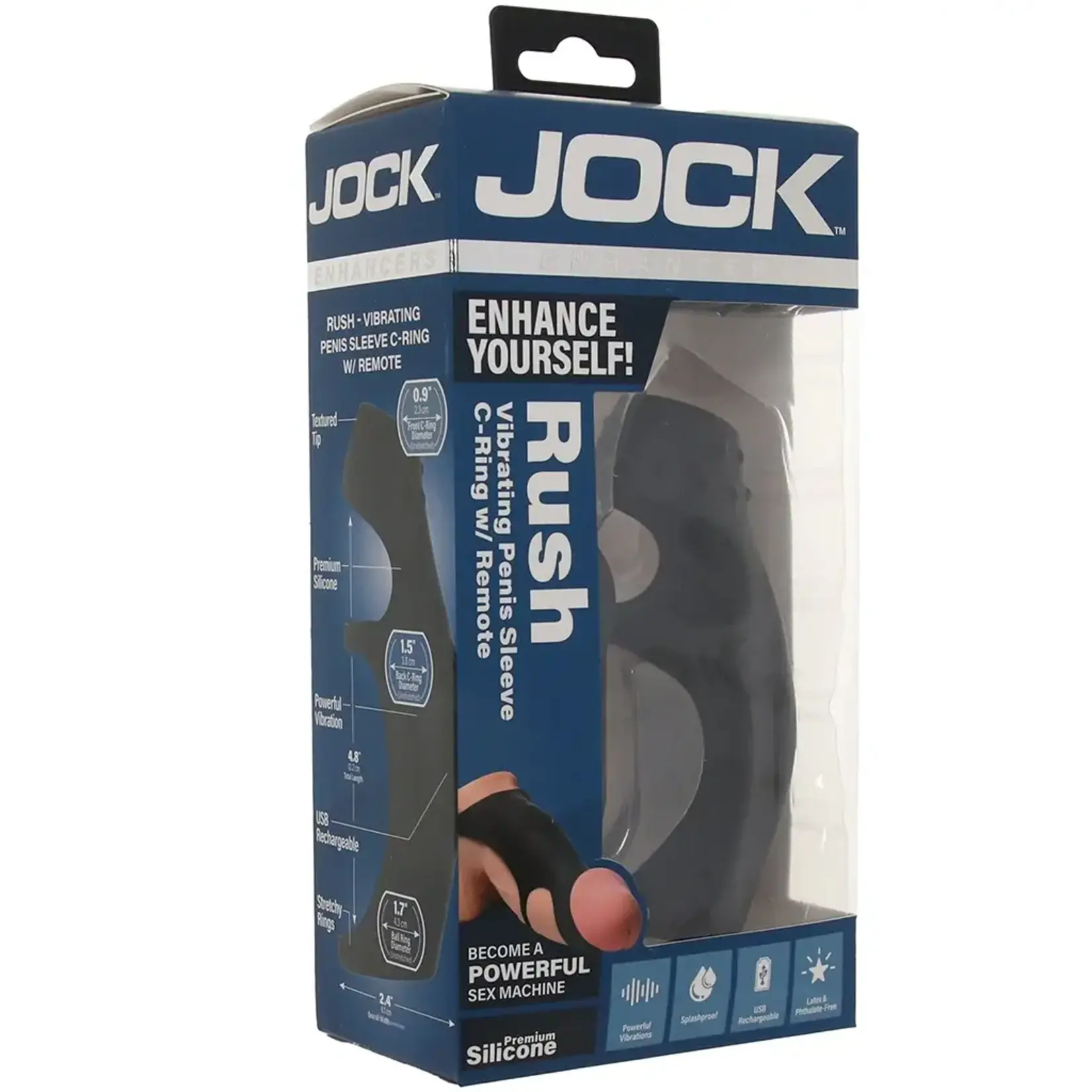 Curve Toys Jock Enhancers Rush Vibrating Penis Sleeve C-Ring W/ Remote