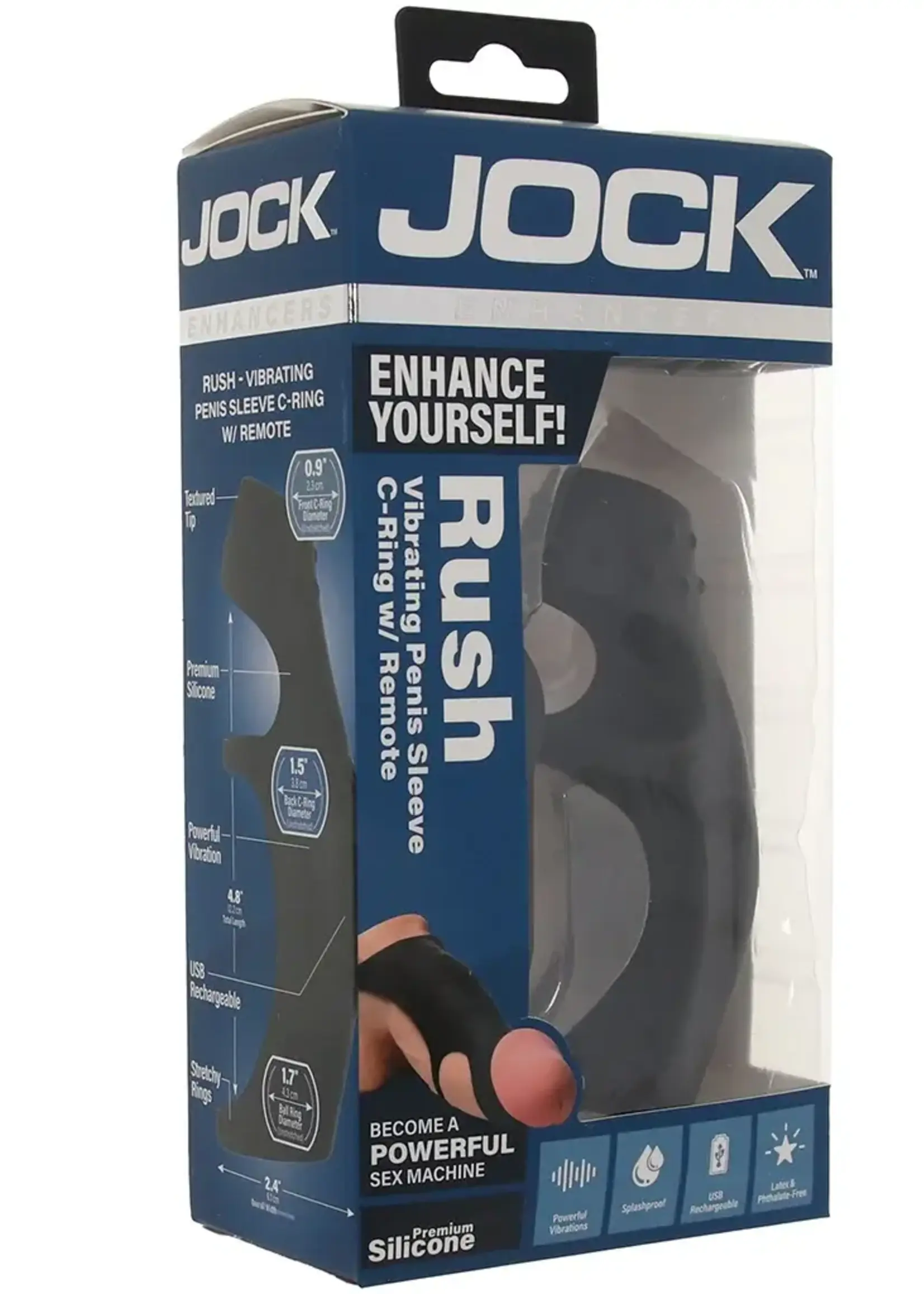 Curve Toys Jock Enhancers Rush Vibrating Penis Sleeve C-Ring W/ Remote