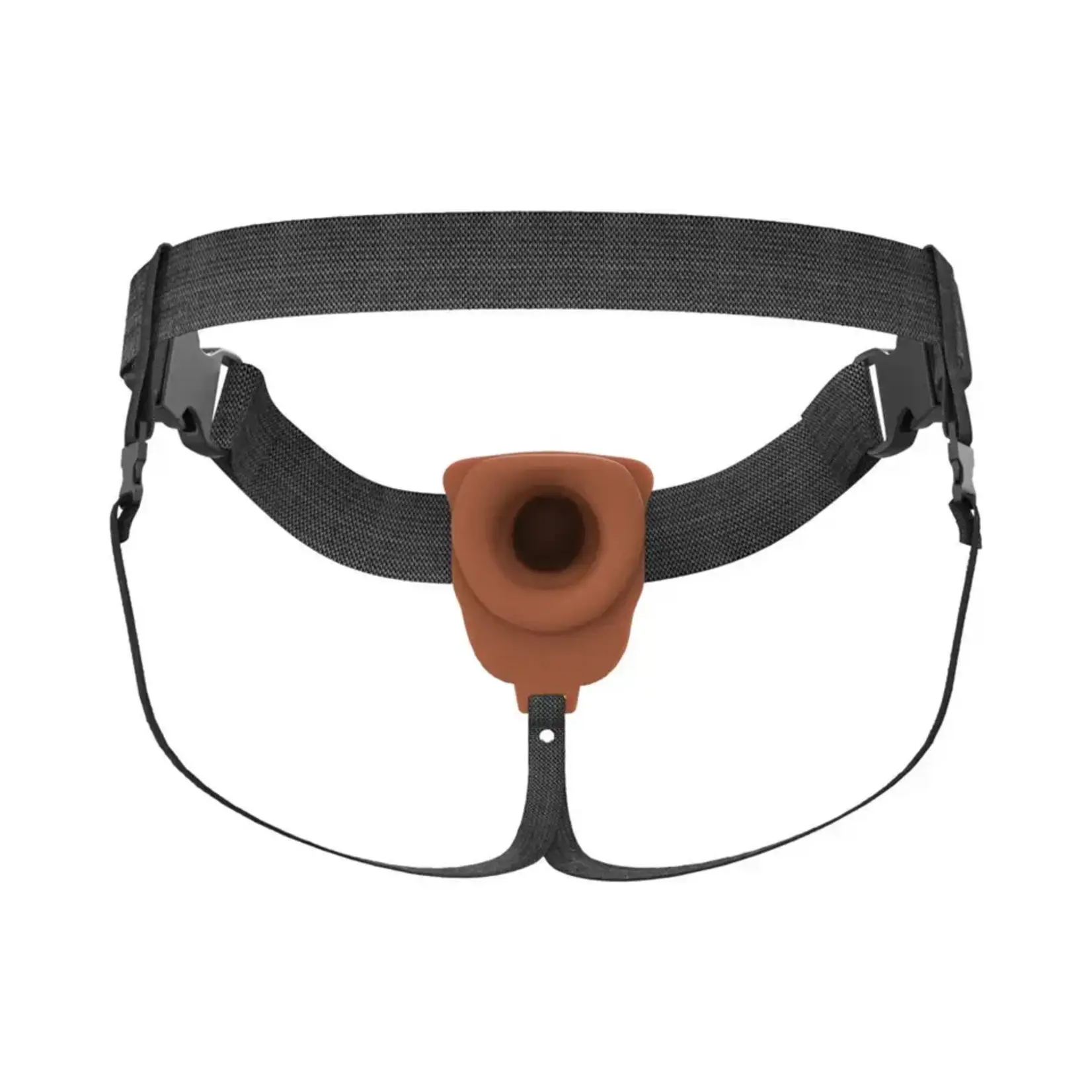 Pipedream Fantasy X-Tensions Elite Vibrating 7" Silicone Hollow Strap-On Dual Density Brown