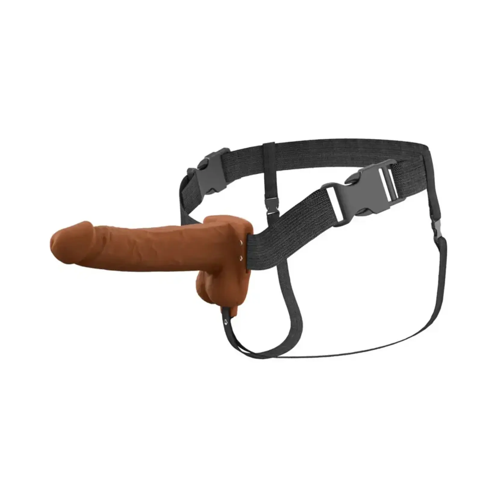 Pipedream Fantasy X-Tensions Elite Vibrating 7" Silicone Hollow Strap-On Dual Density Brown