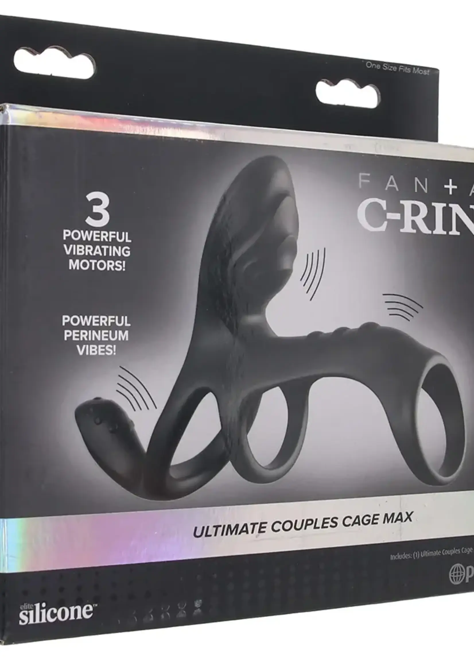 Pipedream Fantasy C-Ringz Ultimate Couples Cage Max Vibrating Cock Ring - Black