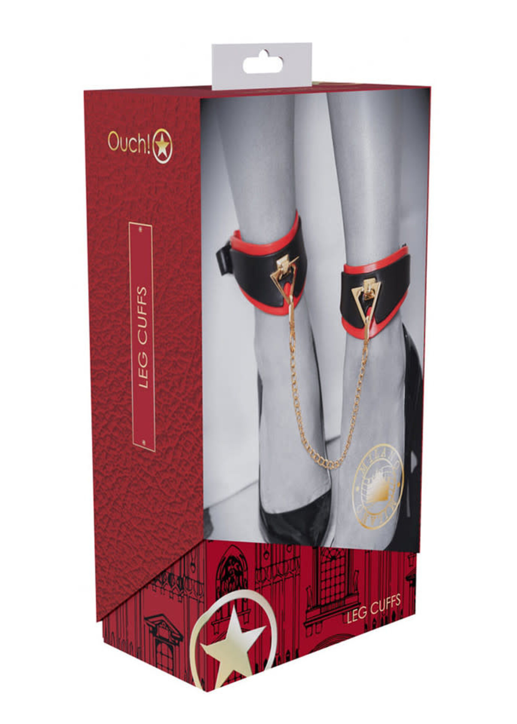Shots Ouch! Ouch! Milan Collection Leg Cuffs - Black/Red
