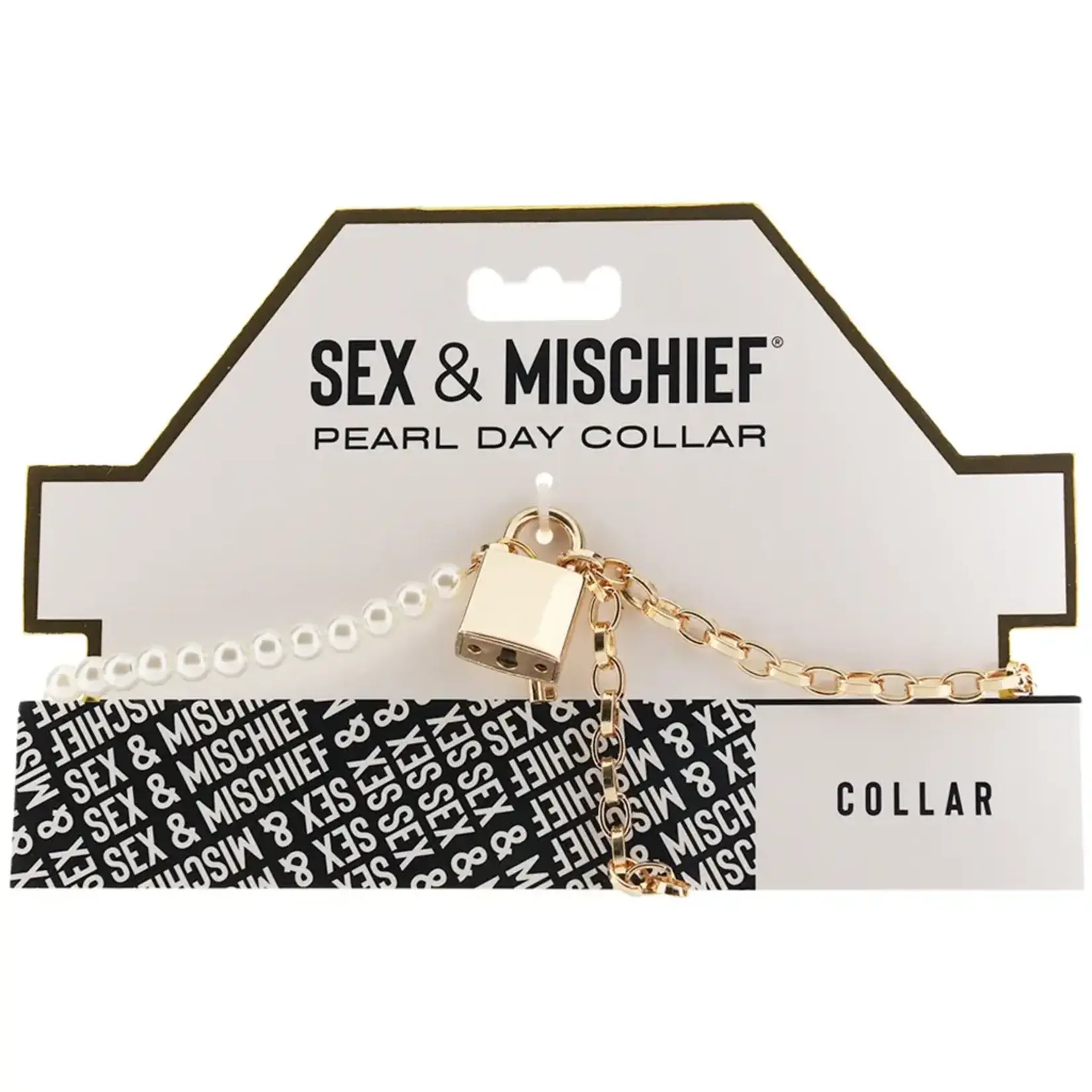 Sportsheets Sex & Mischief Pearl Day Collar - White/Gold