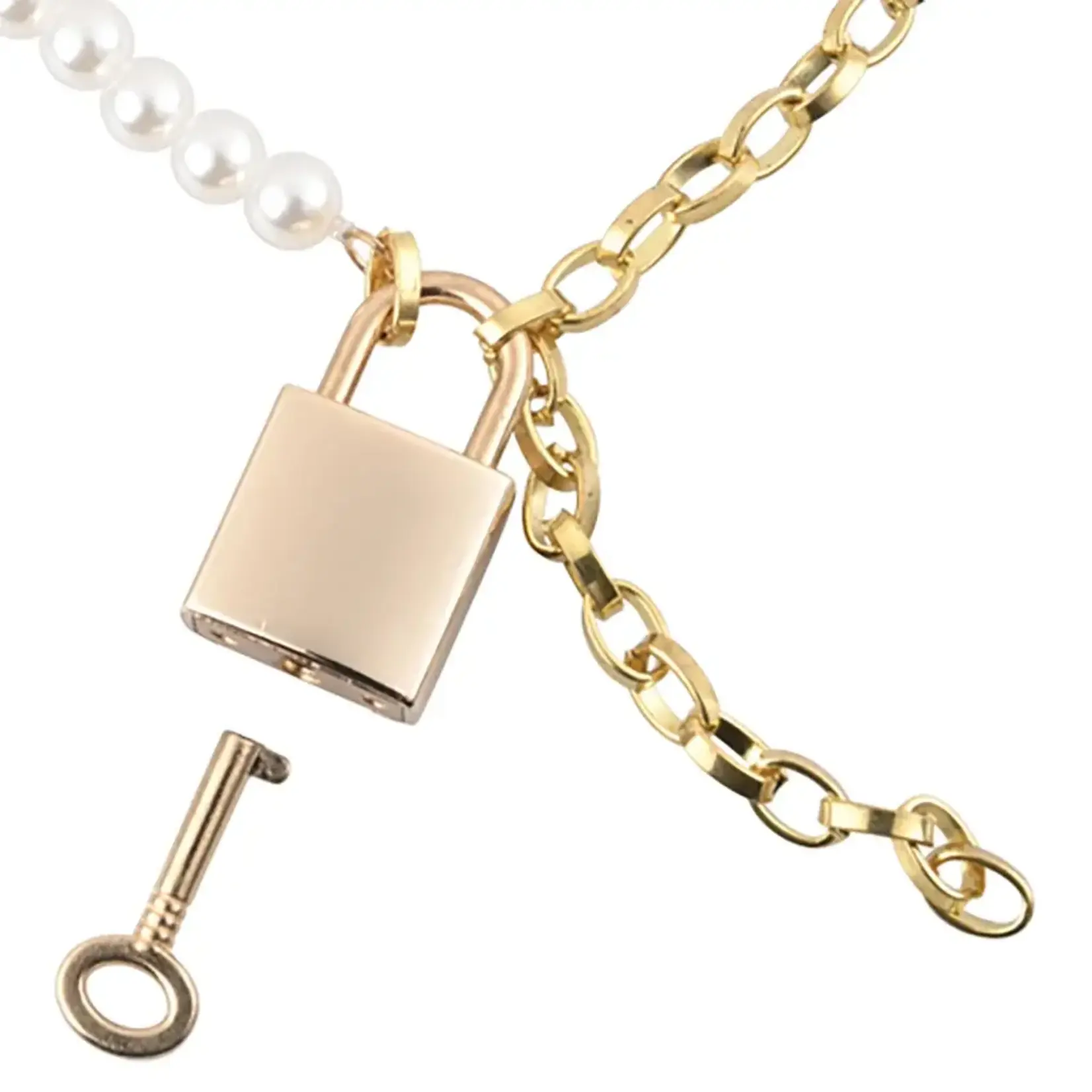 Sportsheets Sex & Mischief Pearl Day Collar - White/Gold
