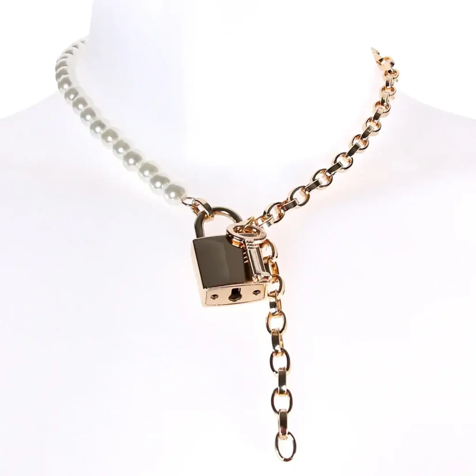 Sportsheets Sex & Mischief Pearl Day Collar - White/Gold