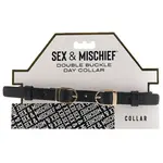 Sportsheets Sex & Mischief Double Buckle Day Collar - Black/Gold