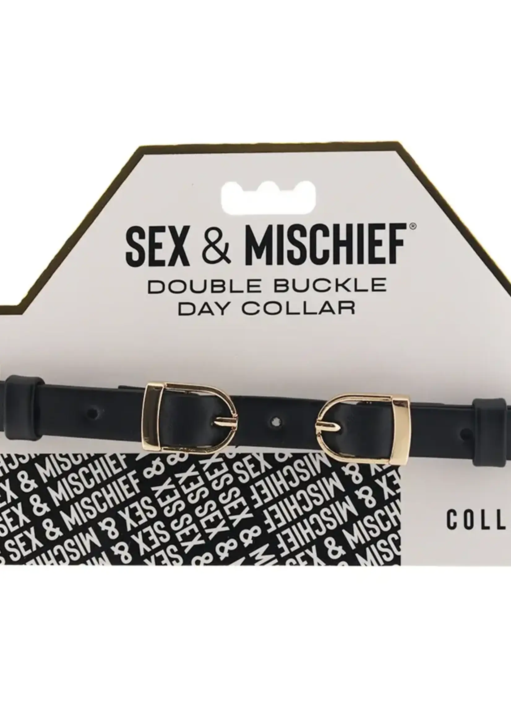 Sportsheets Sex & Mischief Double Buckle Day Collar - Black/Gold