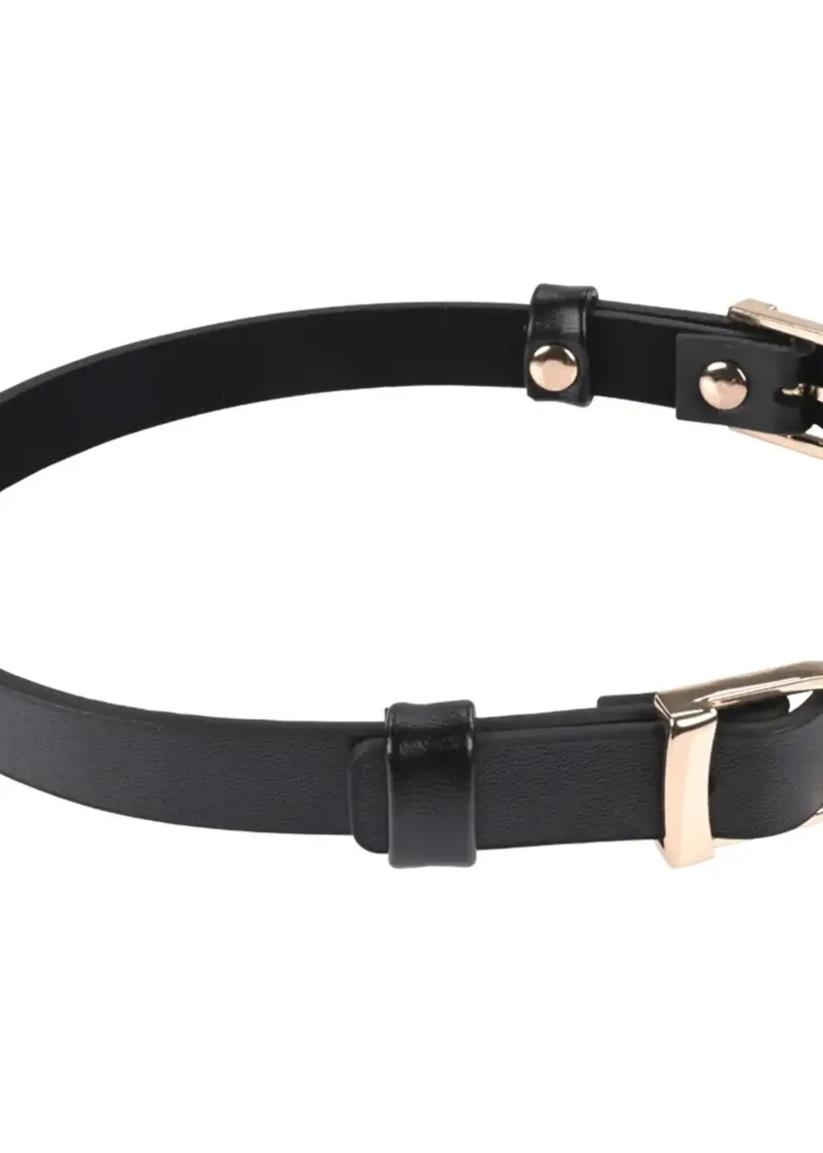 Sportsheets Sex & Mischief Double Buckle Day Collar - Black/Gold