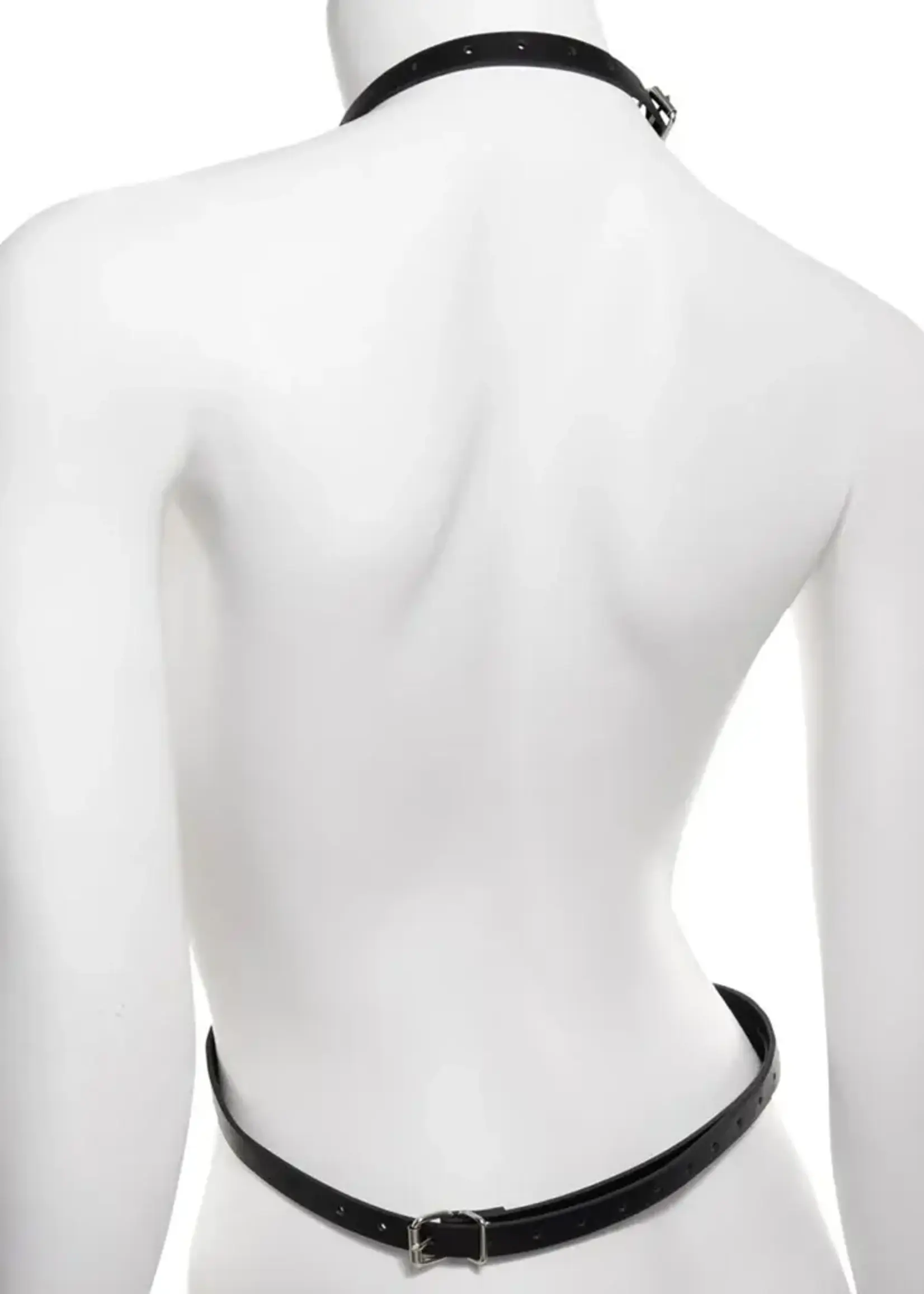 Sportsheets Sex & Mischief Shadow Body Harness - Black/Silver