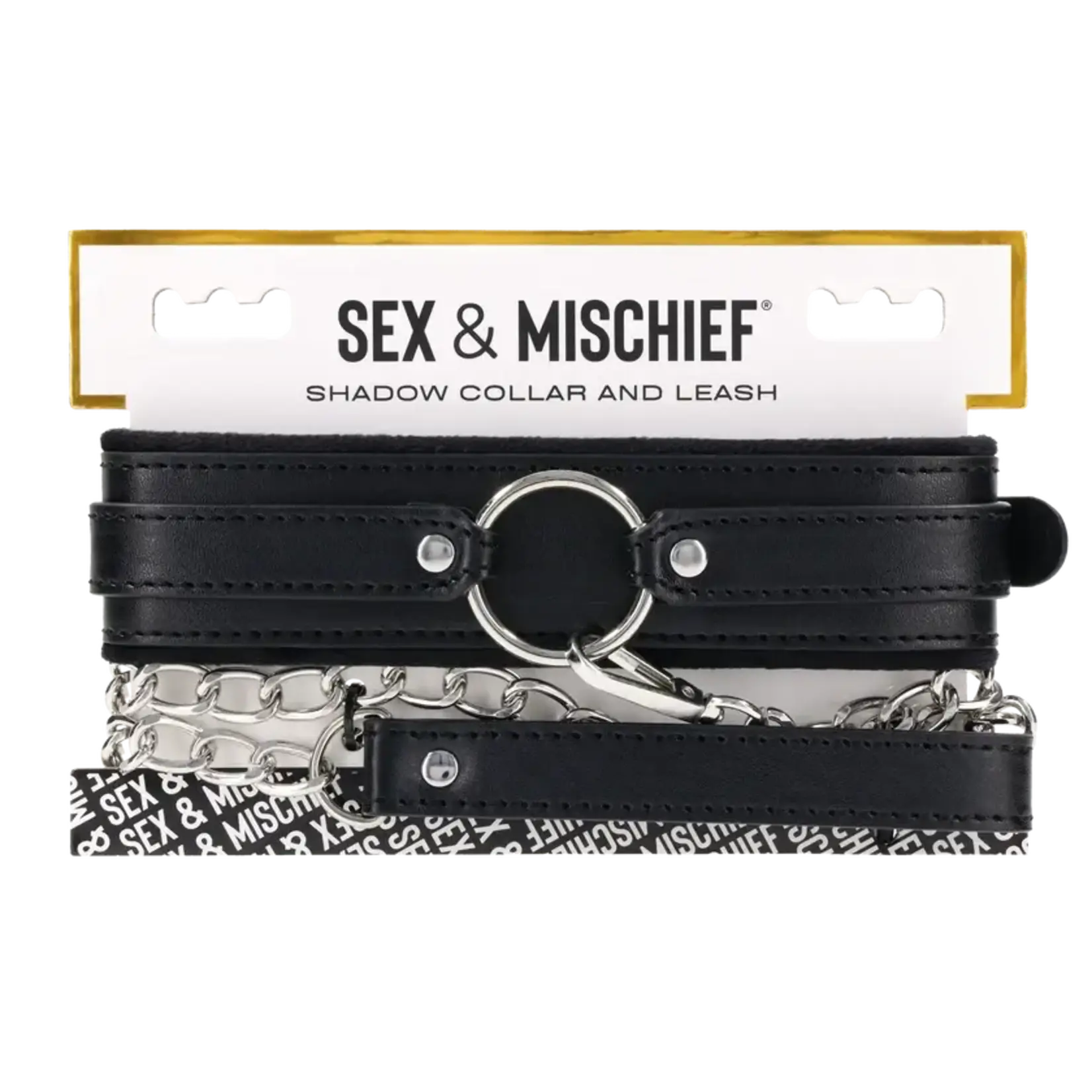 Sportsheets Sex & Mischief Shadow Collar and Leash - Black/Silver