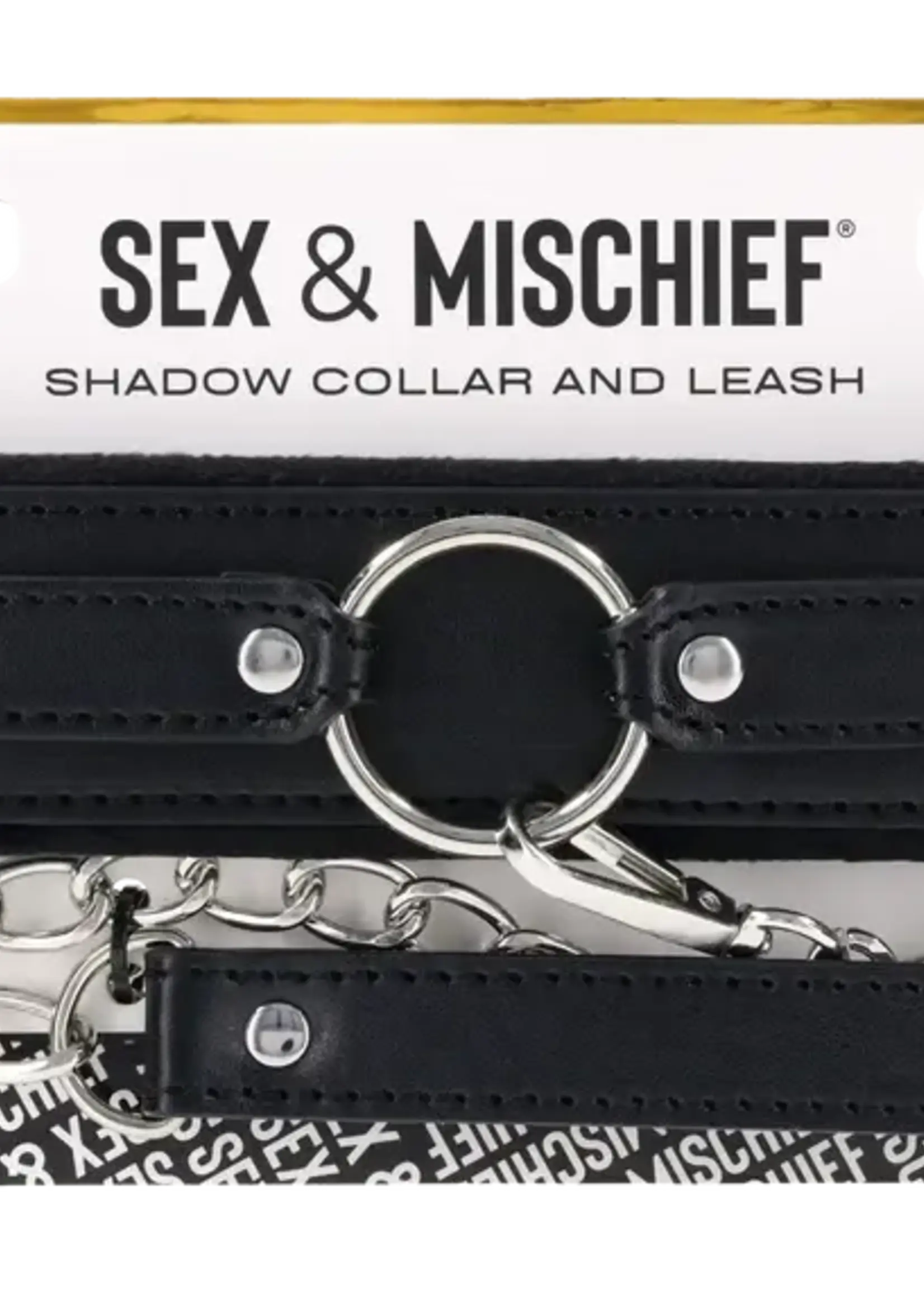 Sportsheets Sex & Mischief Shadow Collar and Leash - Black/Silver