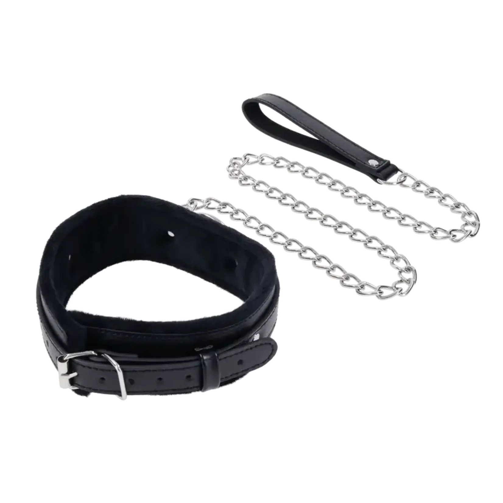 Sportsheets Sex & Mischief Shadow Collar and Leash - Black/Silver