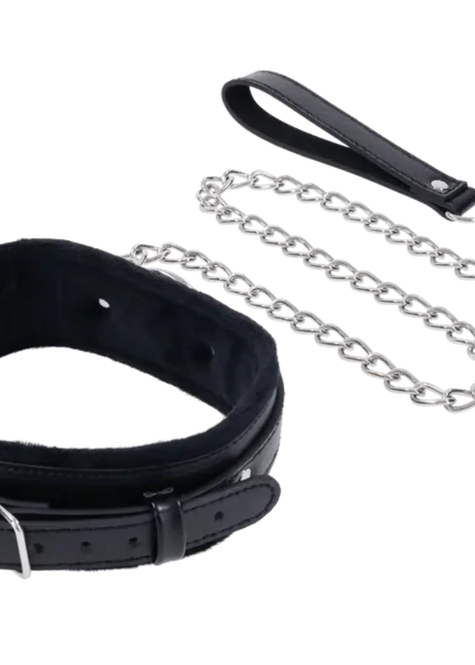 Sportsheets Sex & Mischief Shadow Collar and Leash - Black/Silver