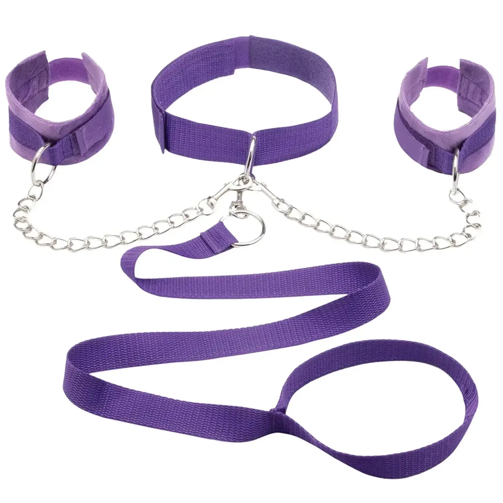 Lux Fetish Collar, Cuffs & Leash Set - Purple