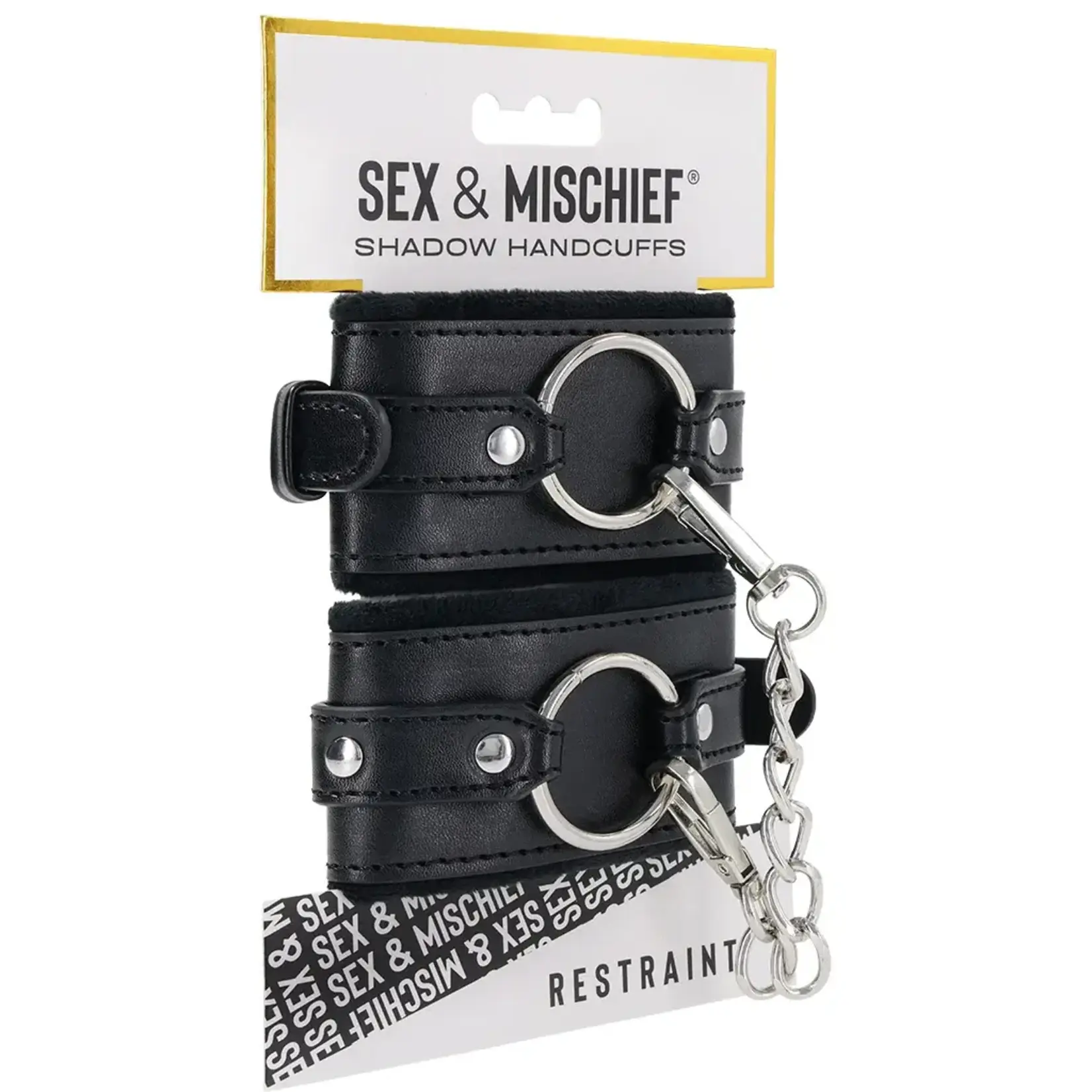 Sportsheets Sex & Mischief Shadow Handcuffs - Black/Silver
