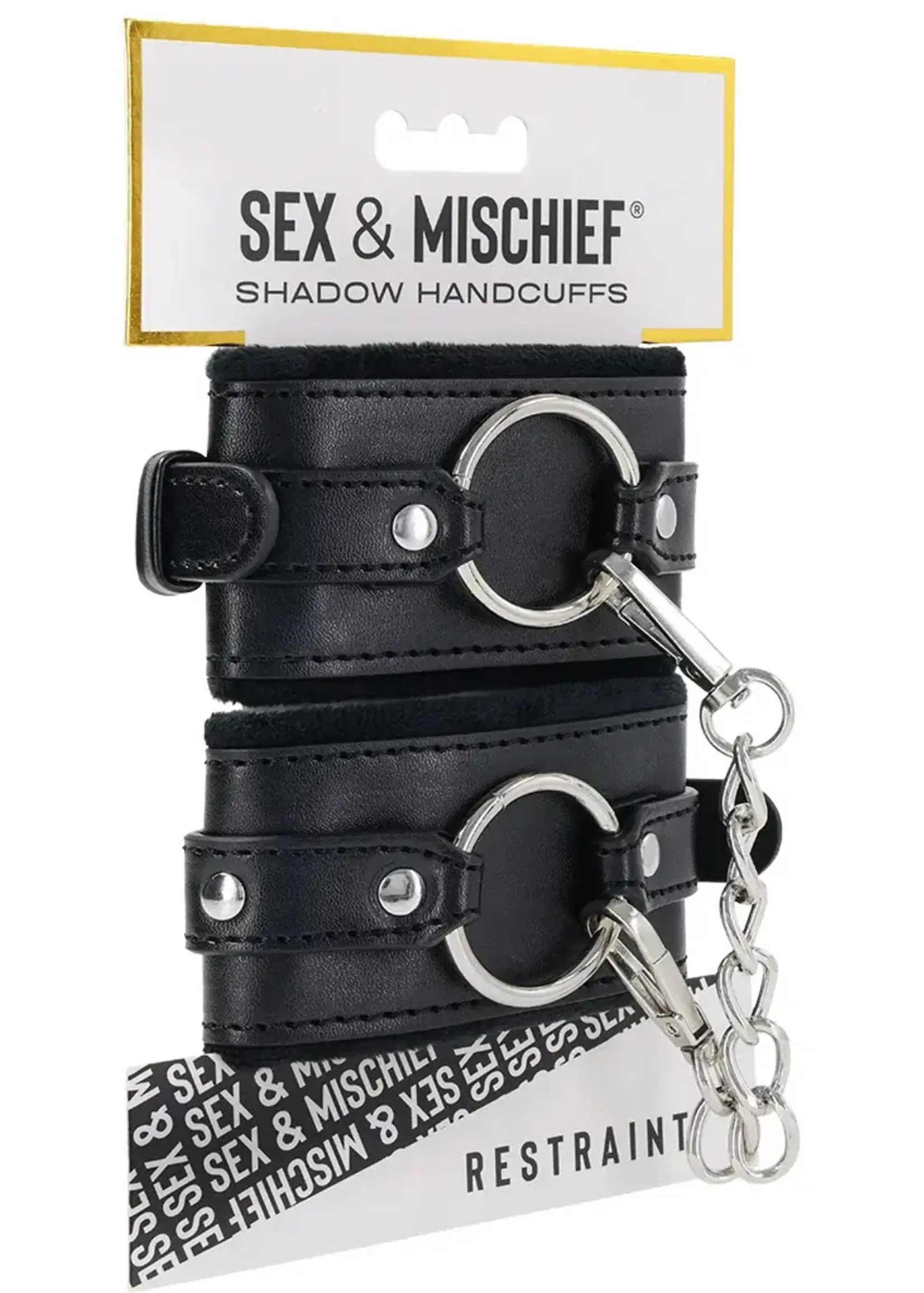Sportsheets Sex & Mischief Shadow Handcuffs - Black/Silver