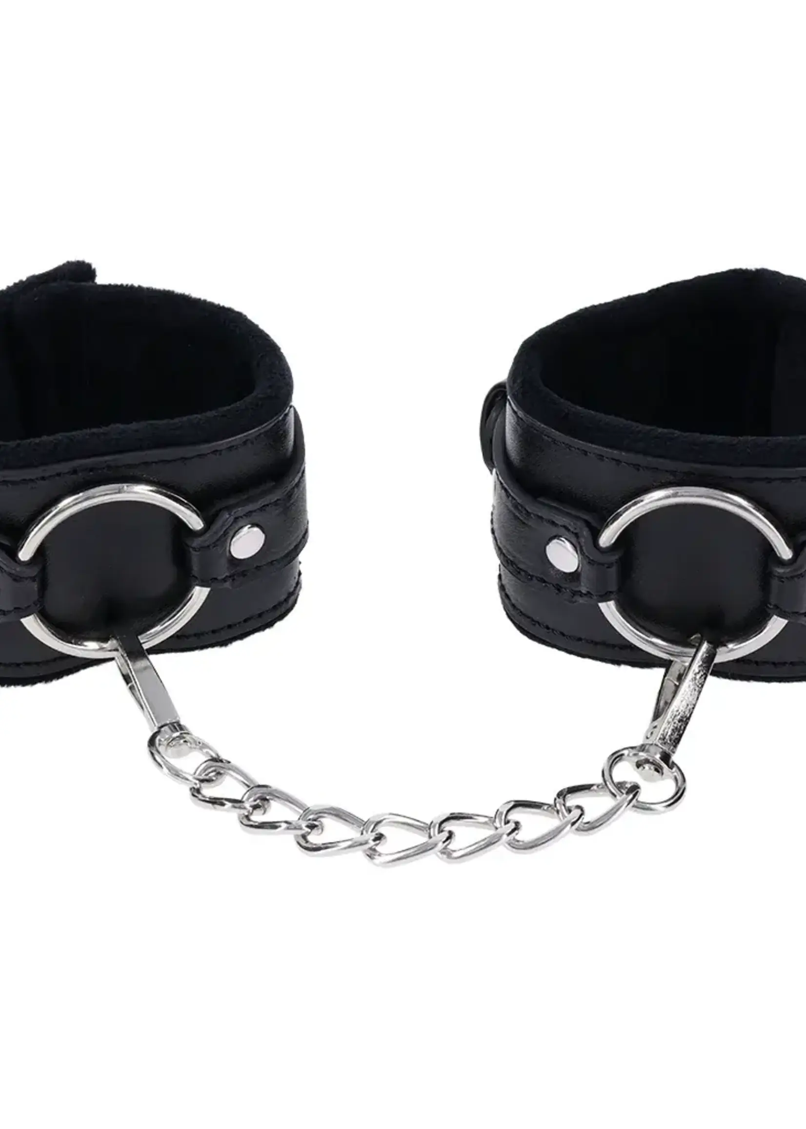 Sportsheets Sex & Mischief Shadow Handcuffs - Black/Silver