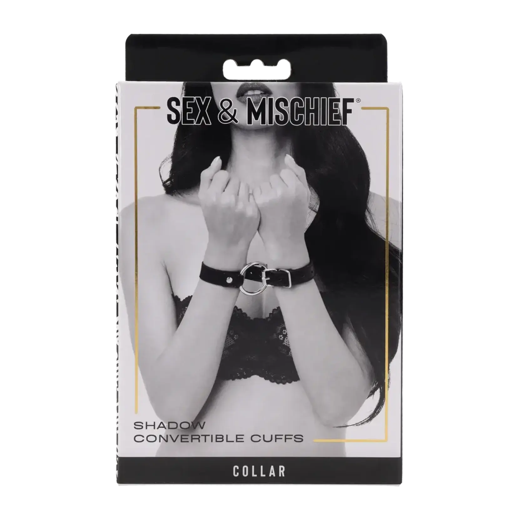 Sportsheets Sex & Mischief Shadow Convertible Cuffs - Black/Silver