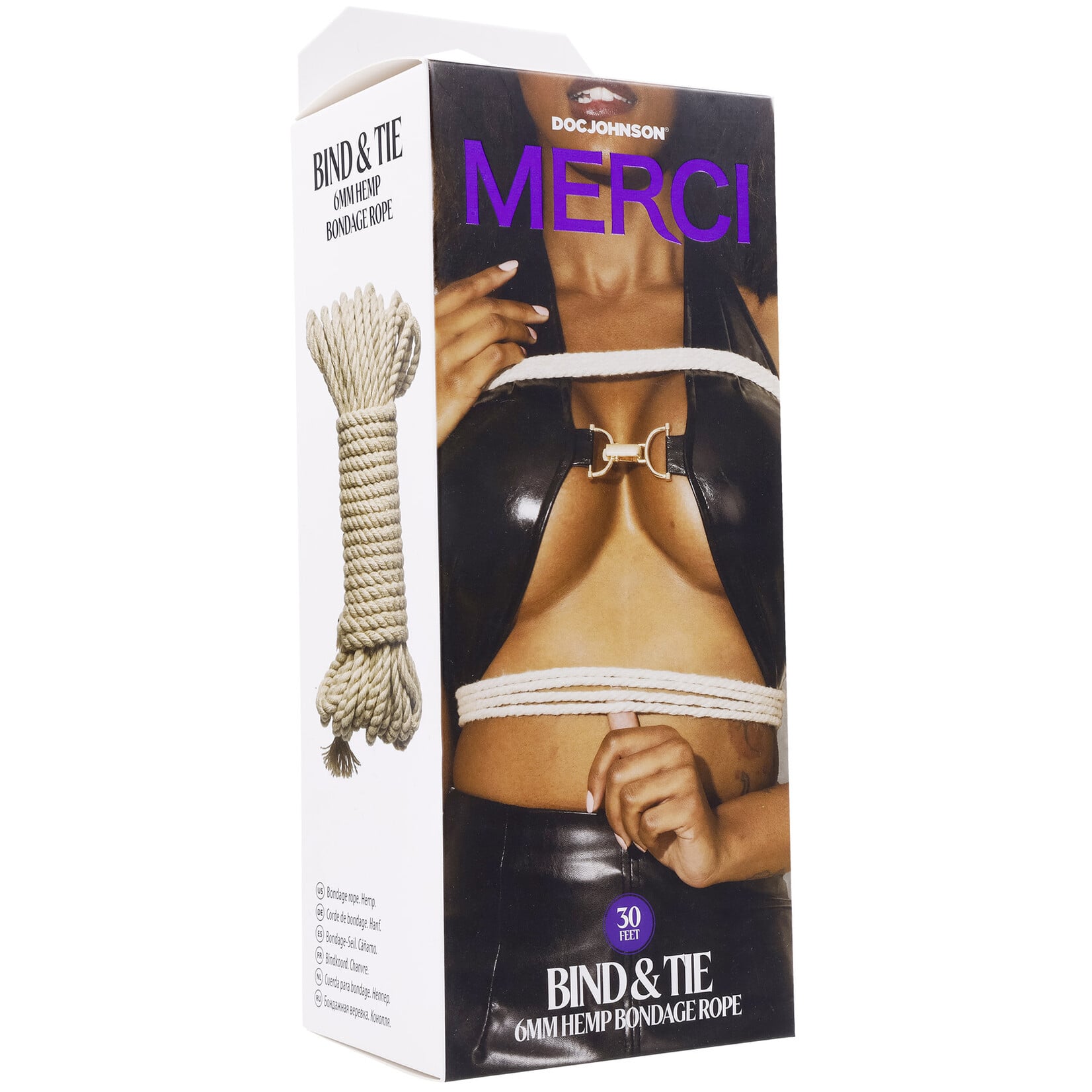Doc Johnson Merci Bind & Tie 6mm Hemp Bondage Rope 30 Feet Natural