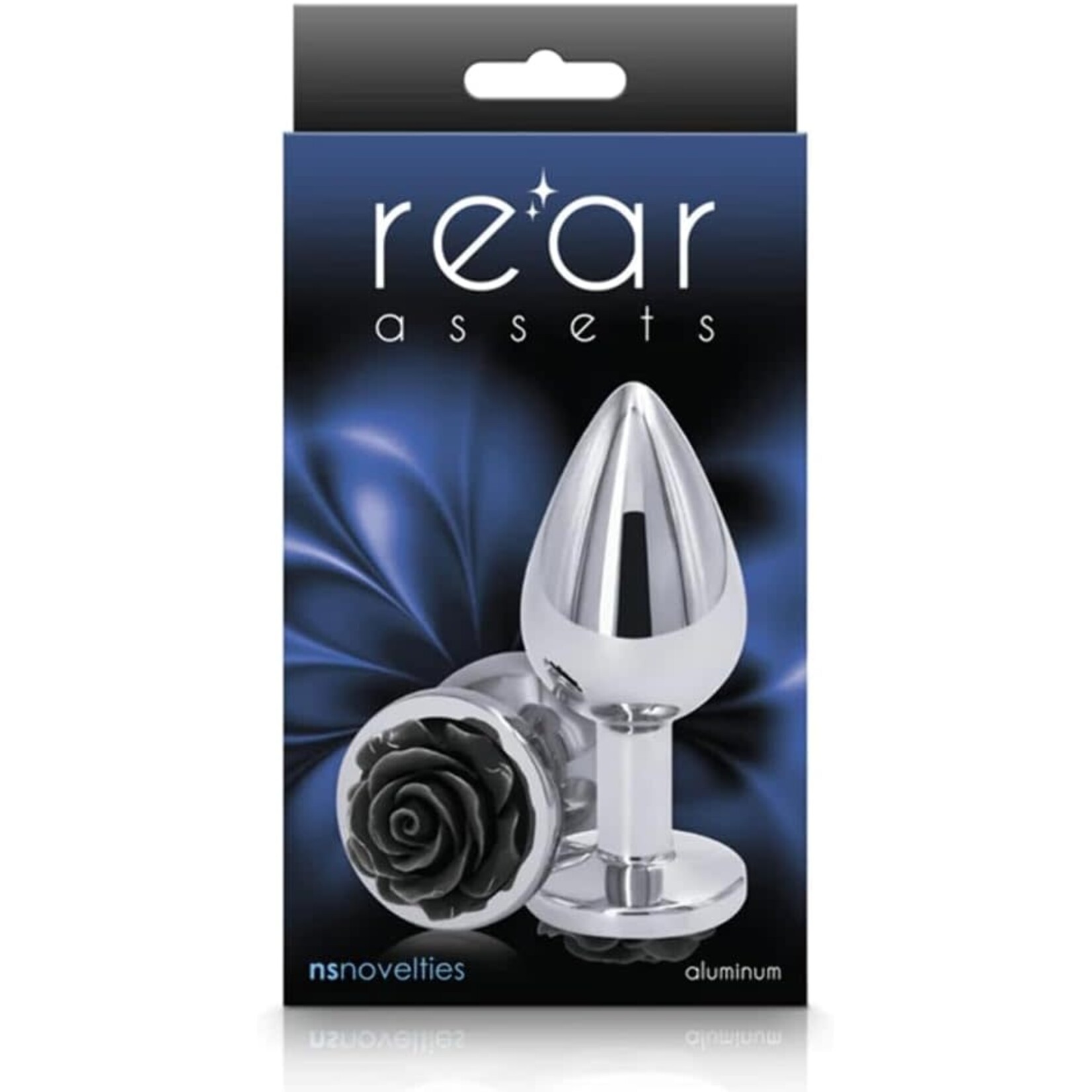 nsnovelties Rear Assets Black Rose Silver Plug