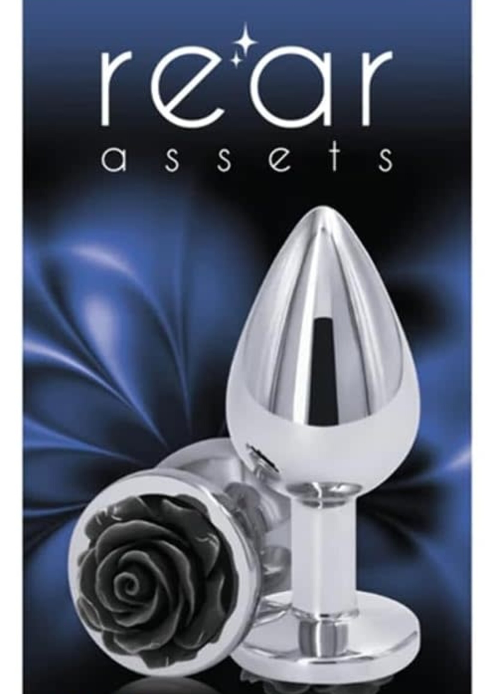 nsnovelties Rear Assets Black Rose Silver Plug