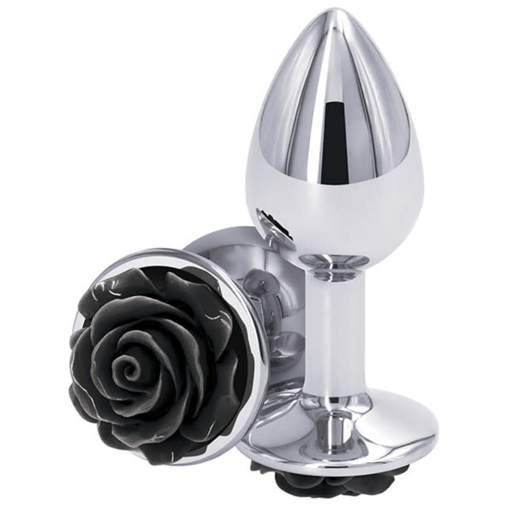 nsnovelties Rear Assets Black Rose Silver Plug
