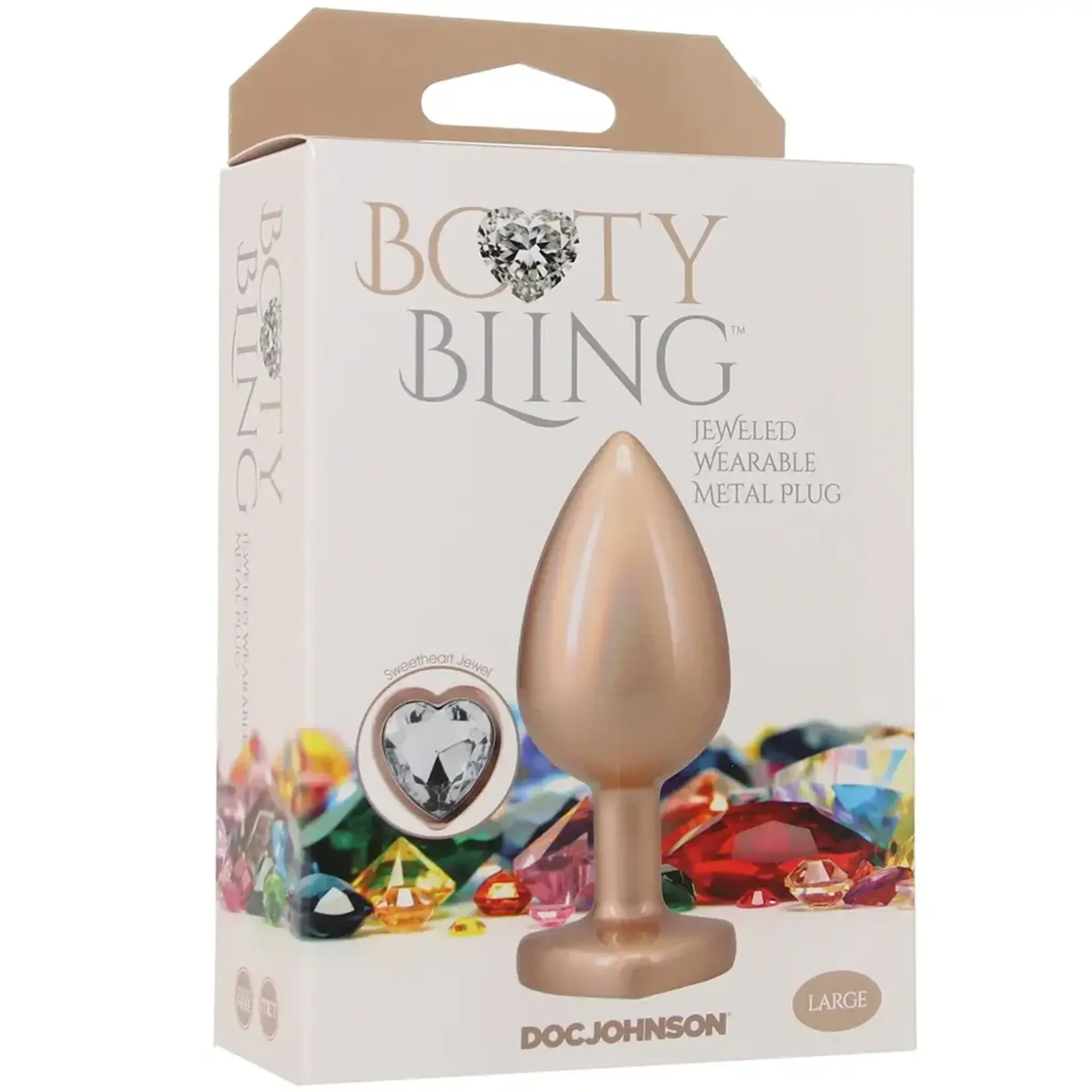 Doc Johnson Booty Bling Heart Diamond Jeweled Wearable Metal Plug