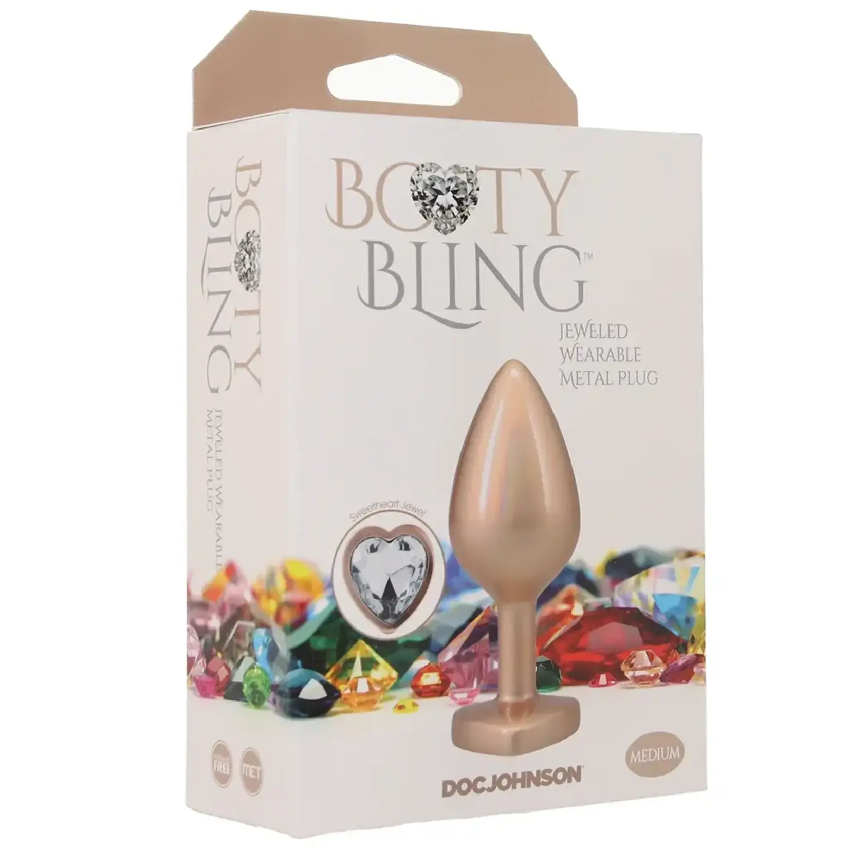 Doc Johnson Booty Bling Heart Diamond Jeweled Wearable Metal Plug
