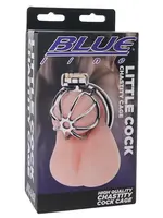 Electric Novelties Blue Line Little Cock Chastity Cage - Stainless Steel
