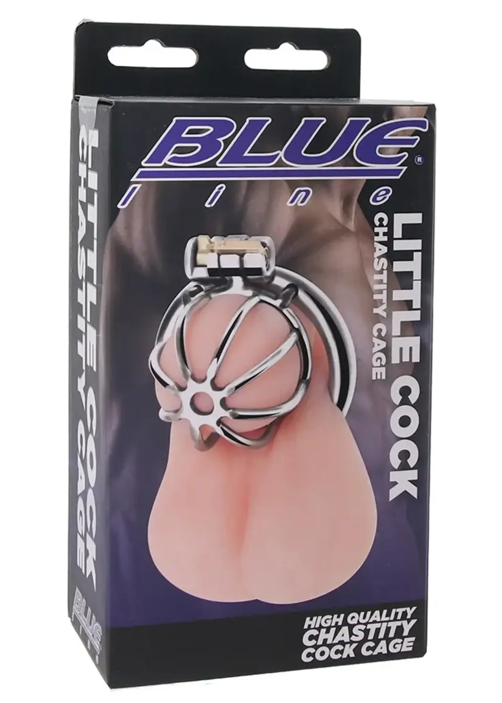 Electric Novelties Blue Line Little Cock Chastity Cage - Stainless Steel