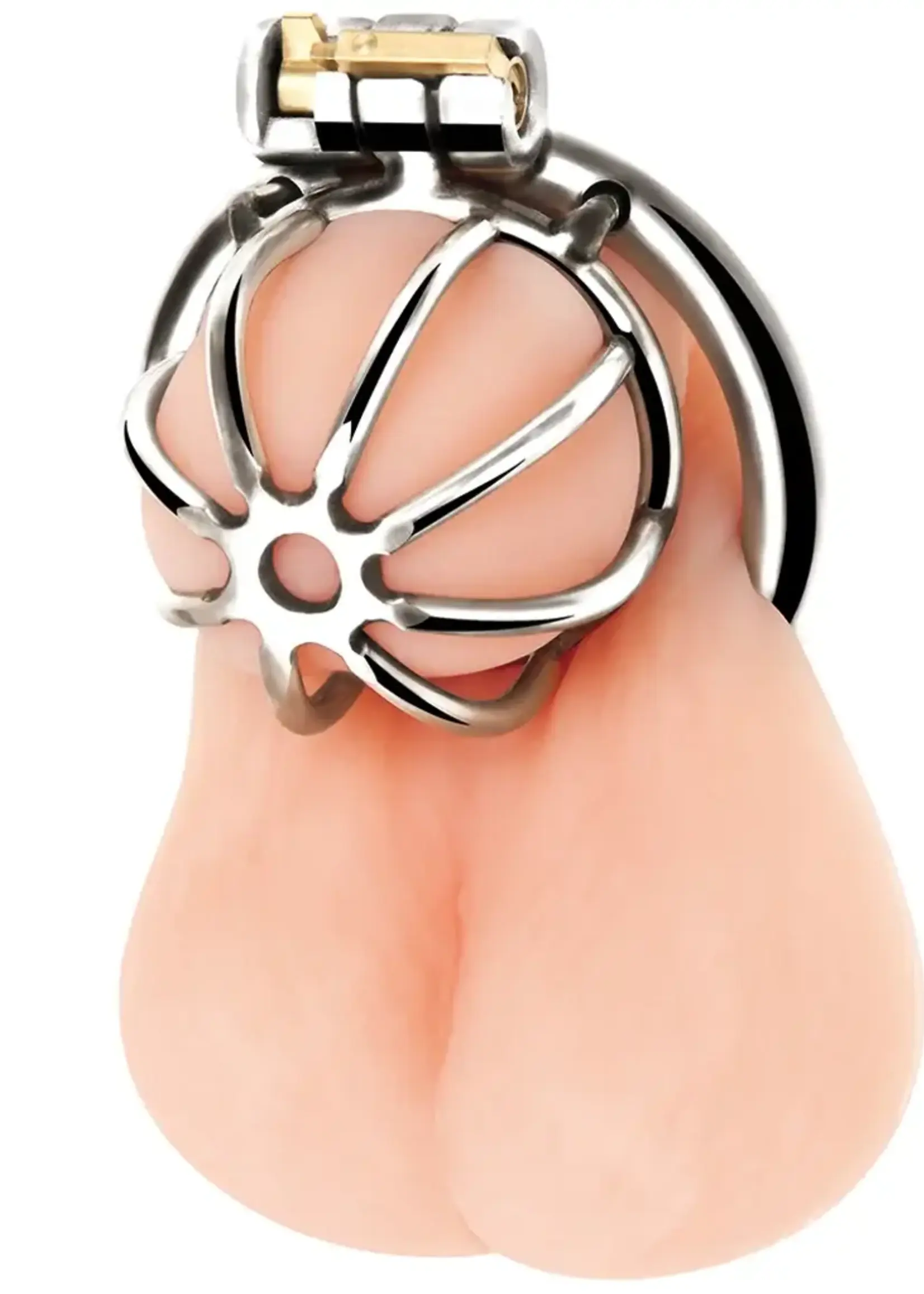 Electric Novelties Blue Line Little Cock Chastity Cage - Stainless Steel