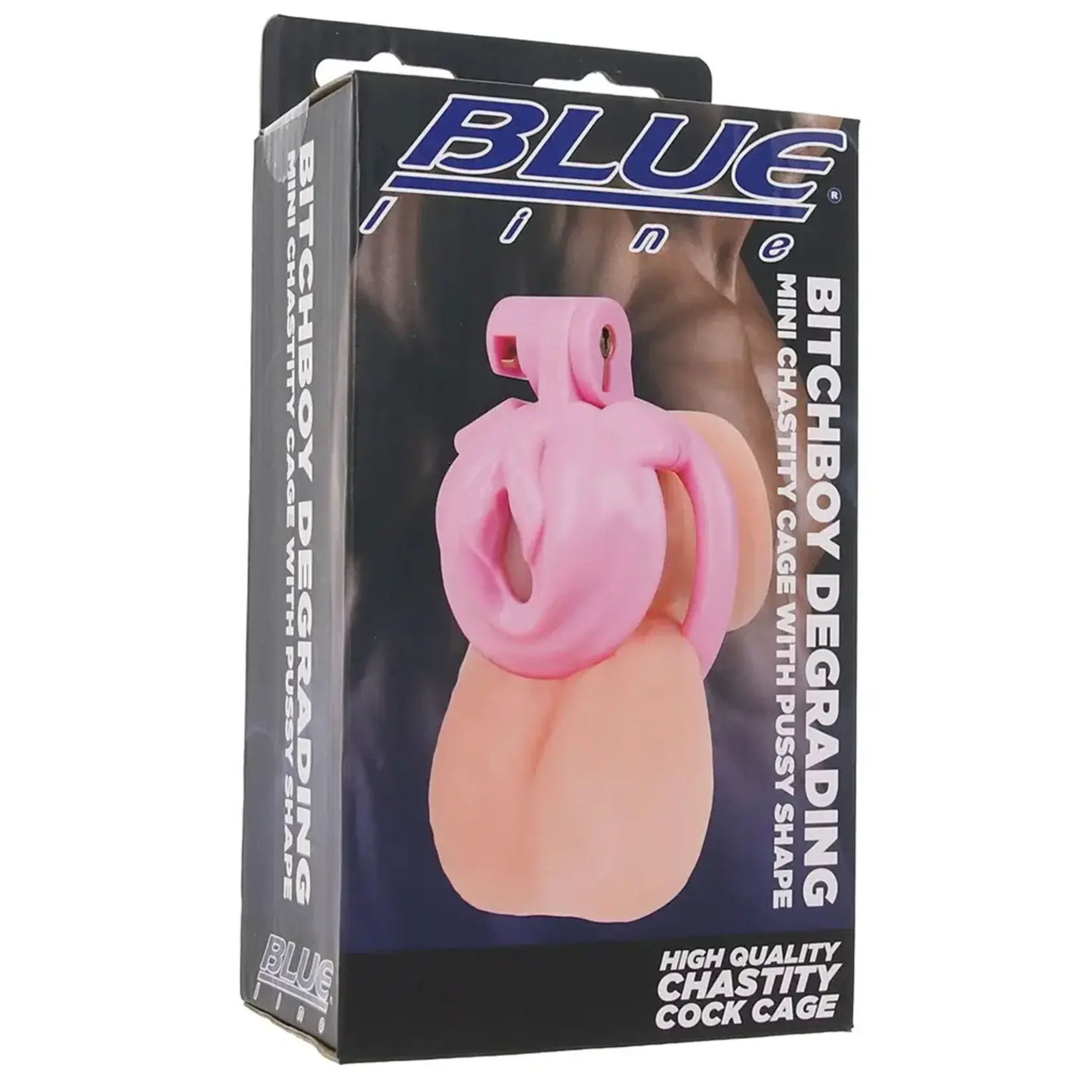 Blue Line Bitchboy Degrading Mini Chastity Cage With Pussy Shape