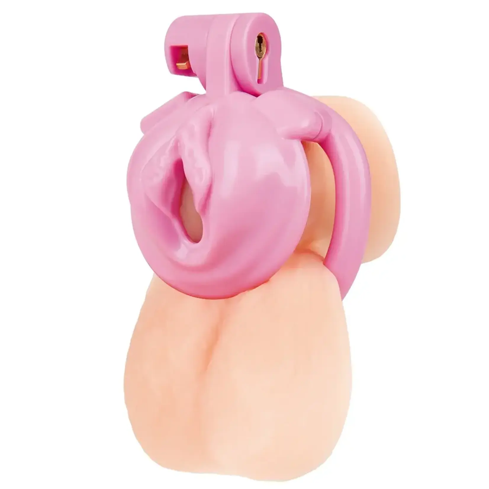Blue Line Bitchboy Degrading Mini Chastity Cage With Pussy Shape