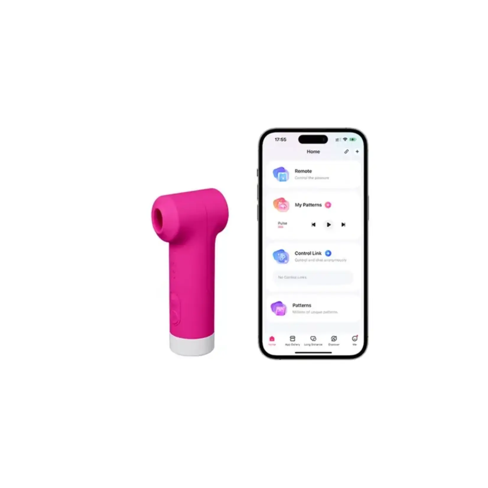 LOVENSE Lovense Fizz Dual-Head Rechargeable Silicone Clitoral Vibrator With Oral-Like Suction & Tapping - Pink/White