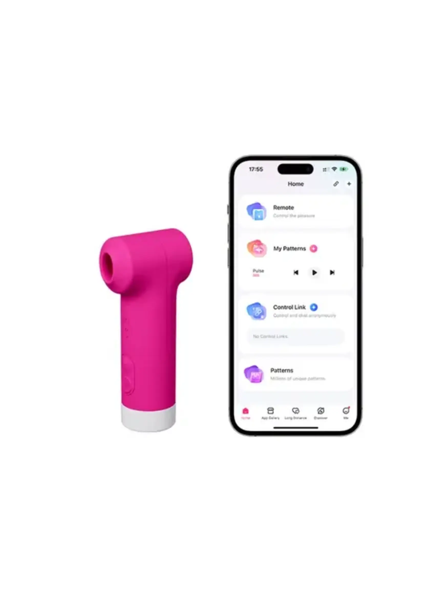 LOVENSE Lovense Fizz Dual-Head Rechargeable Silicone Clitoral Vibrator With Oral-Like Suction & Tapping - Pink/White