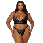 Roma Costumes Playboy Bunny Charm Mesh Bralette w/Thong 2 pc Set - Black