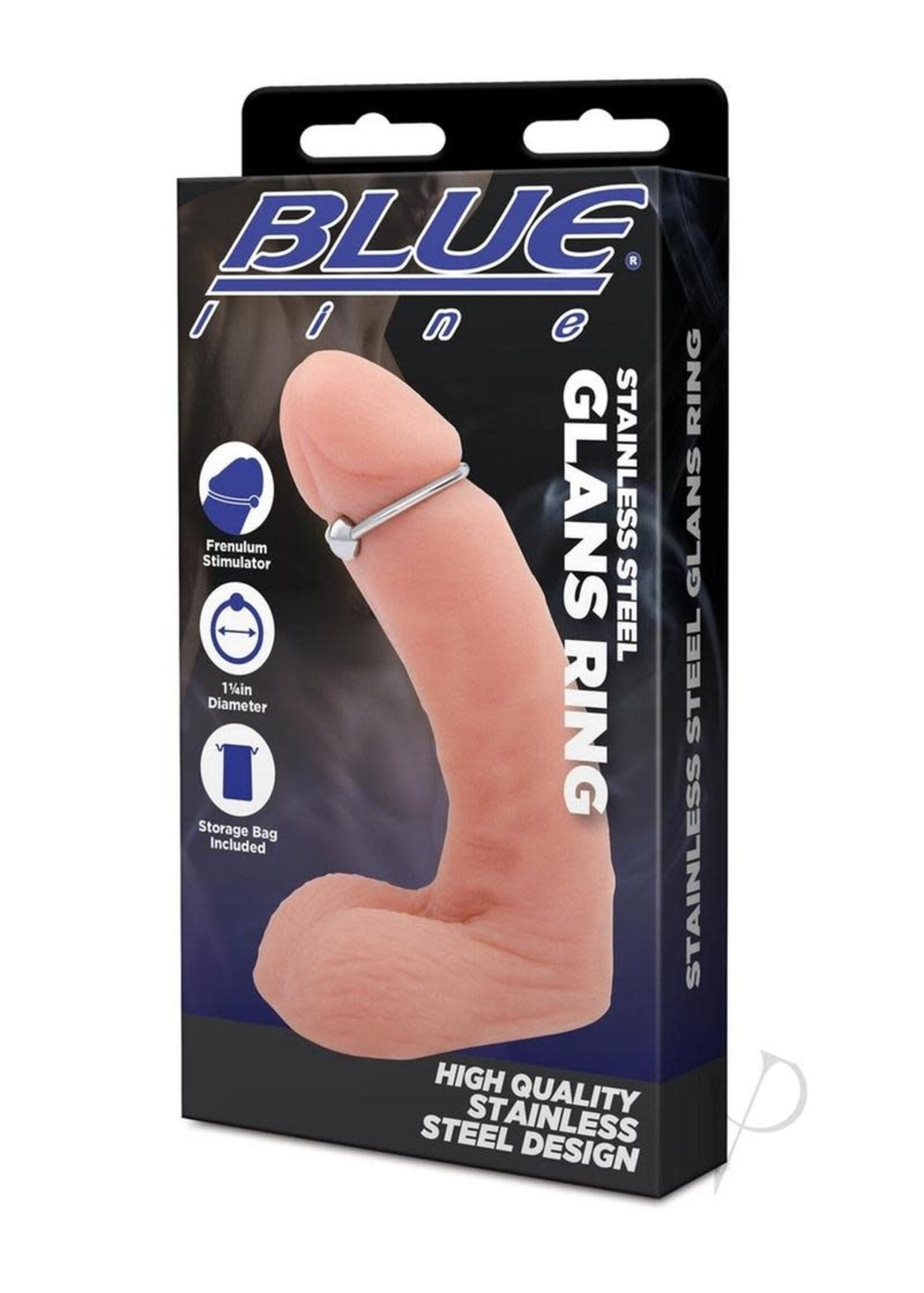 Electric Novelties Blue Line Glans Ring 33mm -Stainless Steel