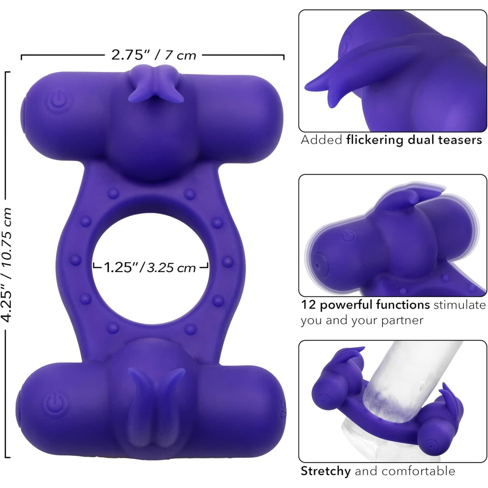 Calexotics Silicone Rechargeable Triple Orgasm Enhancer - Purple