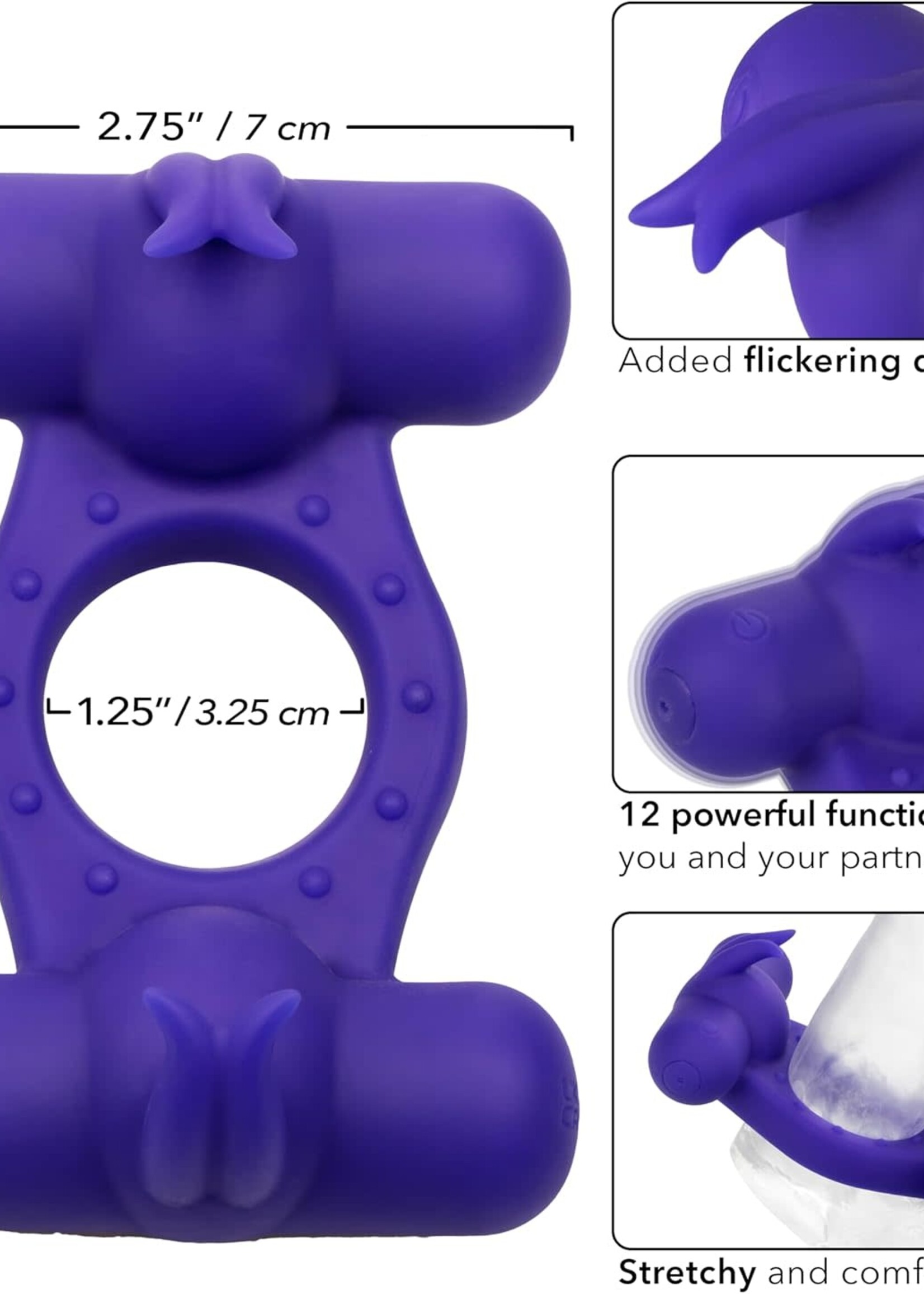 Calexotics Silicone Rechargeable Triple Orgasm Enhancer - Purple